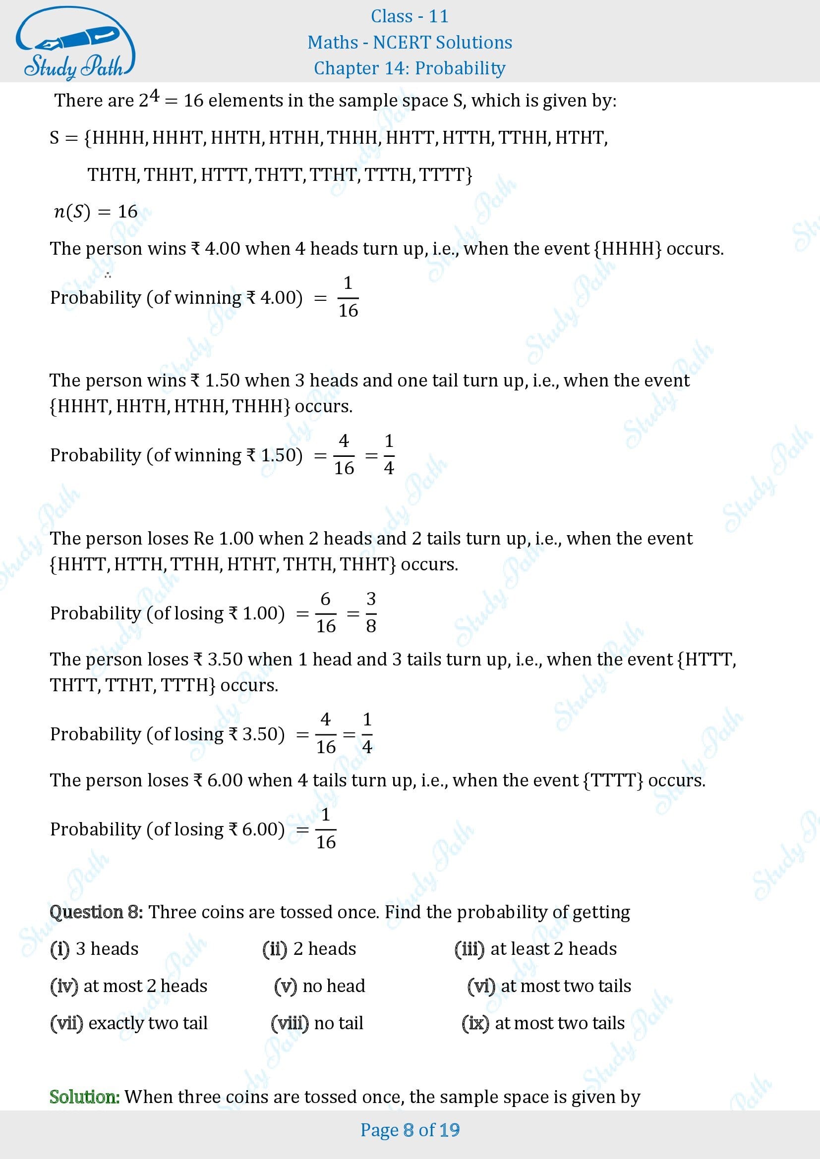 Ncert Solutions For Class Maths Chapter Exercise Probability