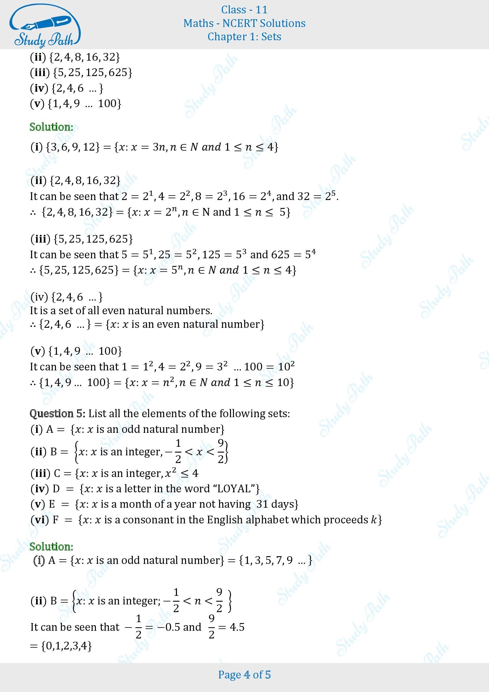 NCERT Solutions for Class 11 Maths Chapter 1 Sets Exercise 1.1 00004