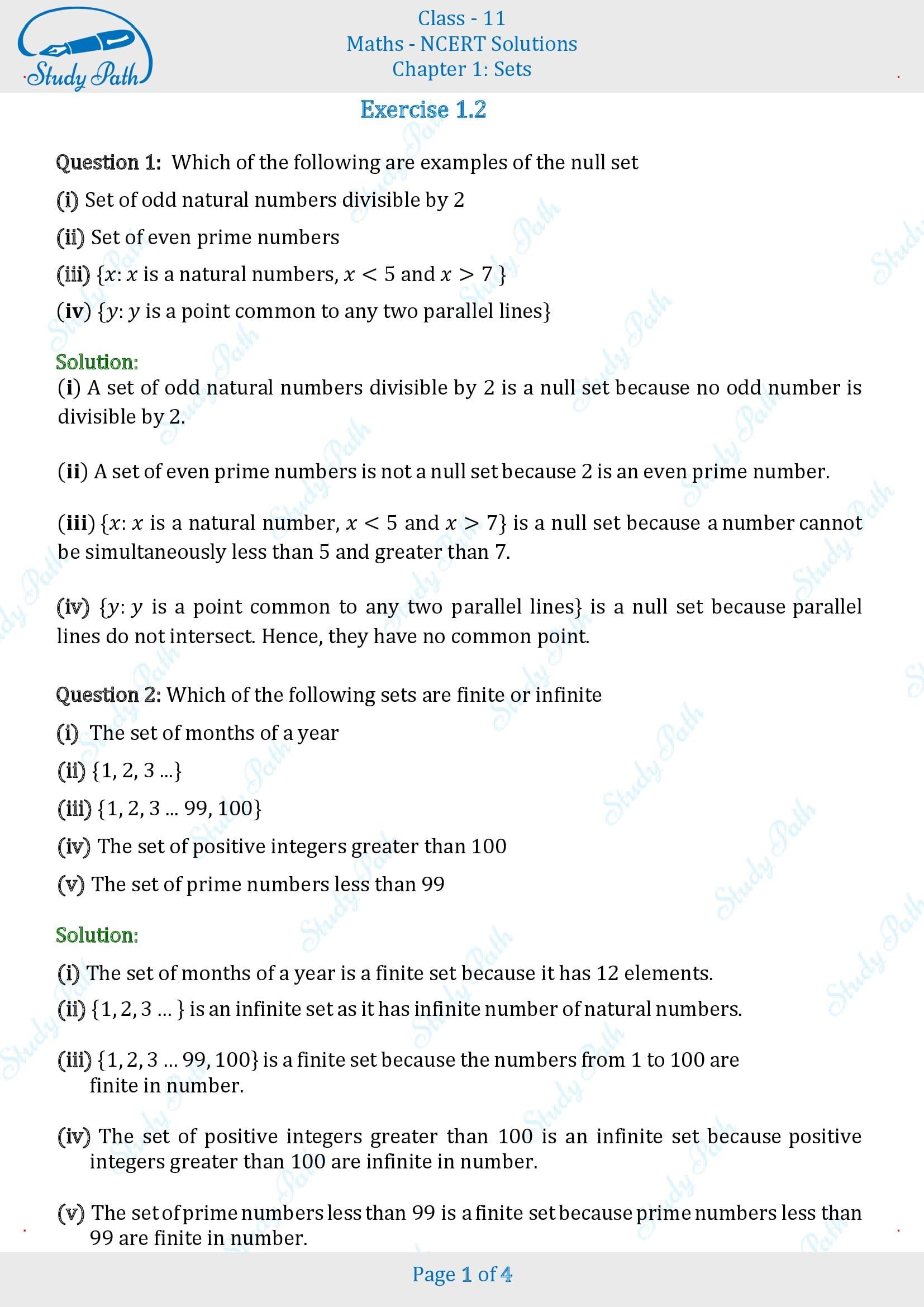 NCERT Solutions for Class 11 Maths Chapter 1 Sets Exercise 1.2 00001