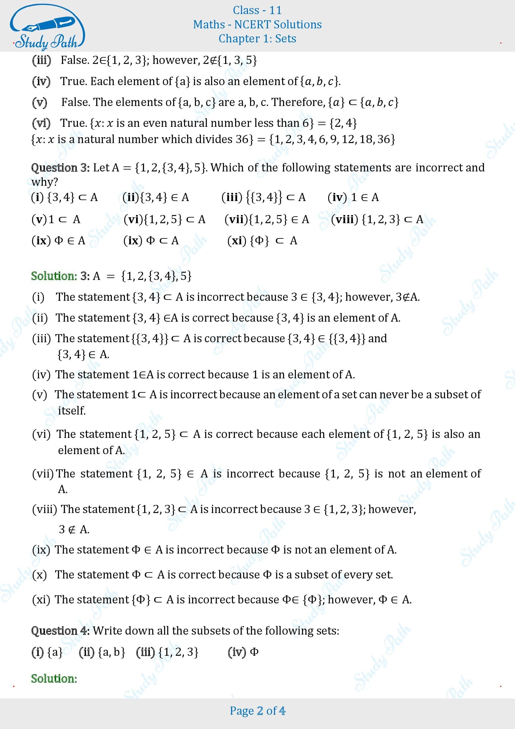 NCERT Solutions for Class 11 Maths Chapter 1 Sets Exercise 1.3 00002