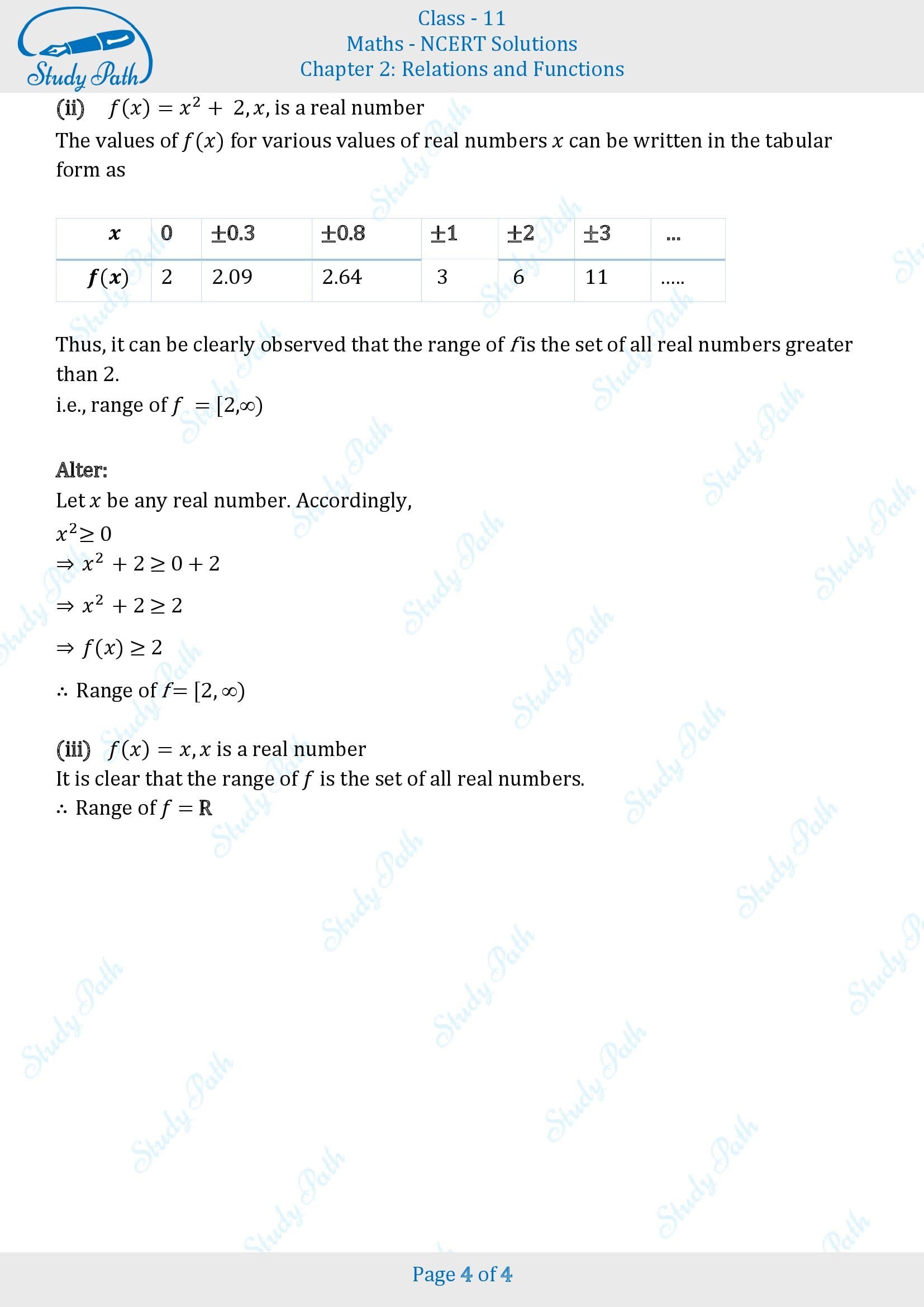 NCERT Solutions for Class 11 Maths Chapter 2 Relations and Functions Exercise 2.3 00004