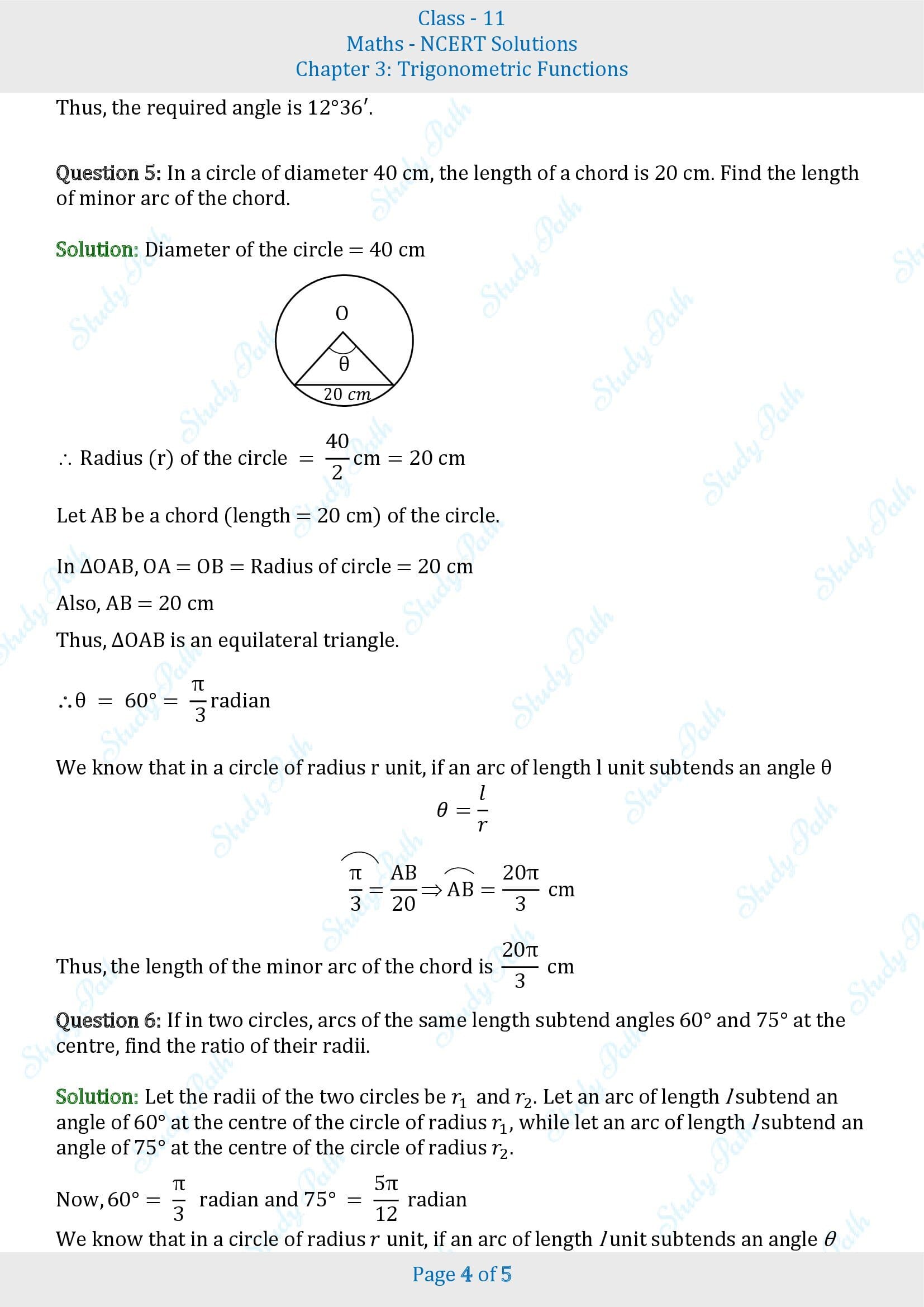 NCERT Solutions for Class 11 Maths Chapter 3 Trigonometric Functions Exercise 3.1 00004