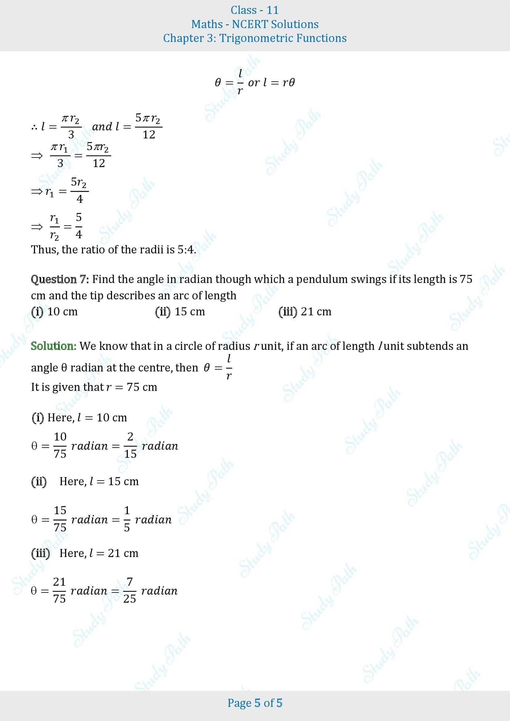 NCERT Solutions for Class 11 Maths Chapter 3 Trigonometric Functions Exercise 3.1 00005