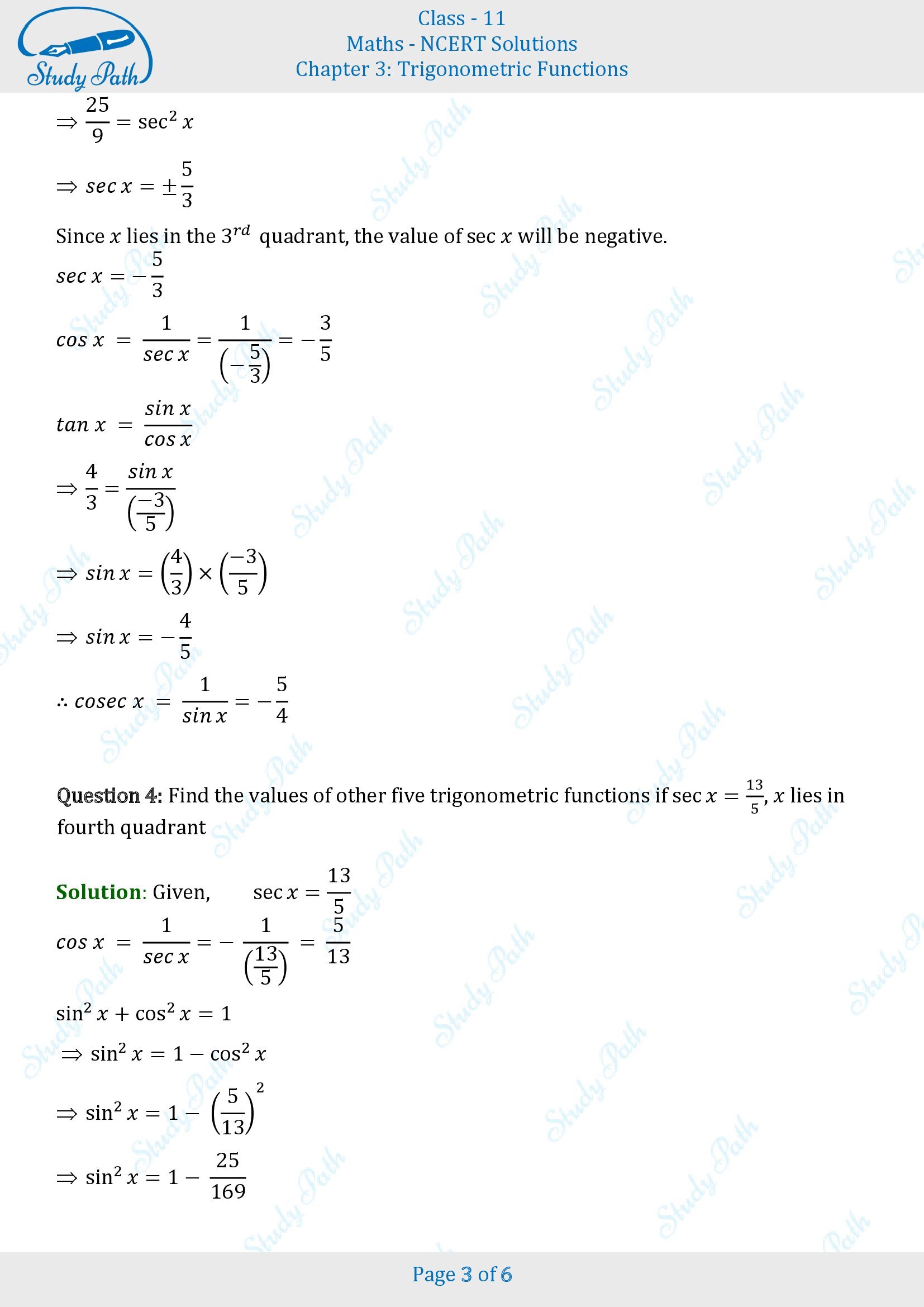 NCERT Solutions for Class 11 Maths Chapter 3 Trigonometric Functions Exercise 3.2 00003