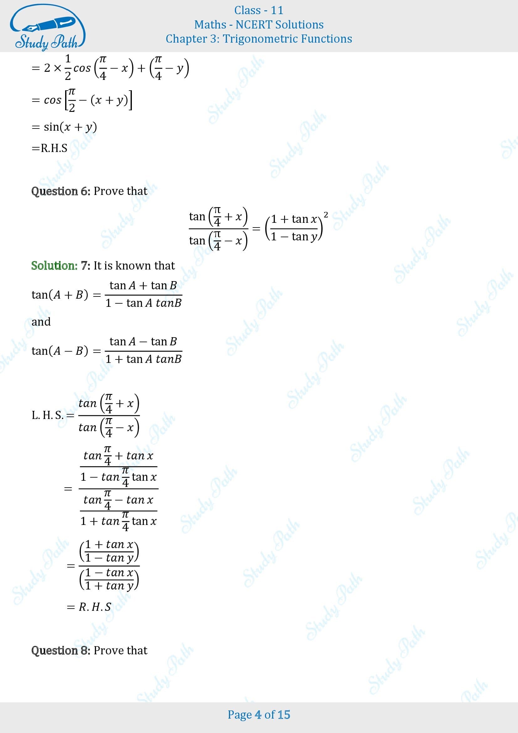 NCERT Solutions for Class 11 Maths Chapter 3 Trigonometric Functions Exercise 3.3 00004