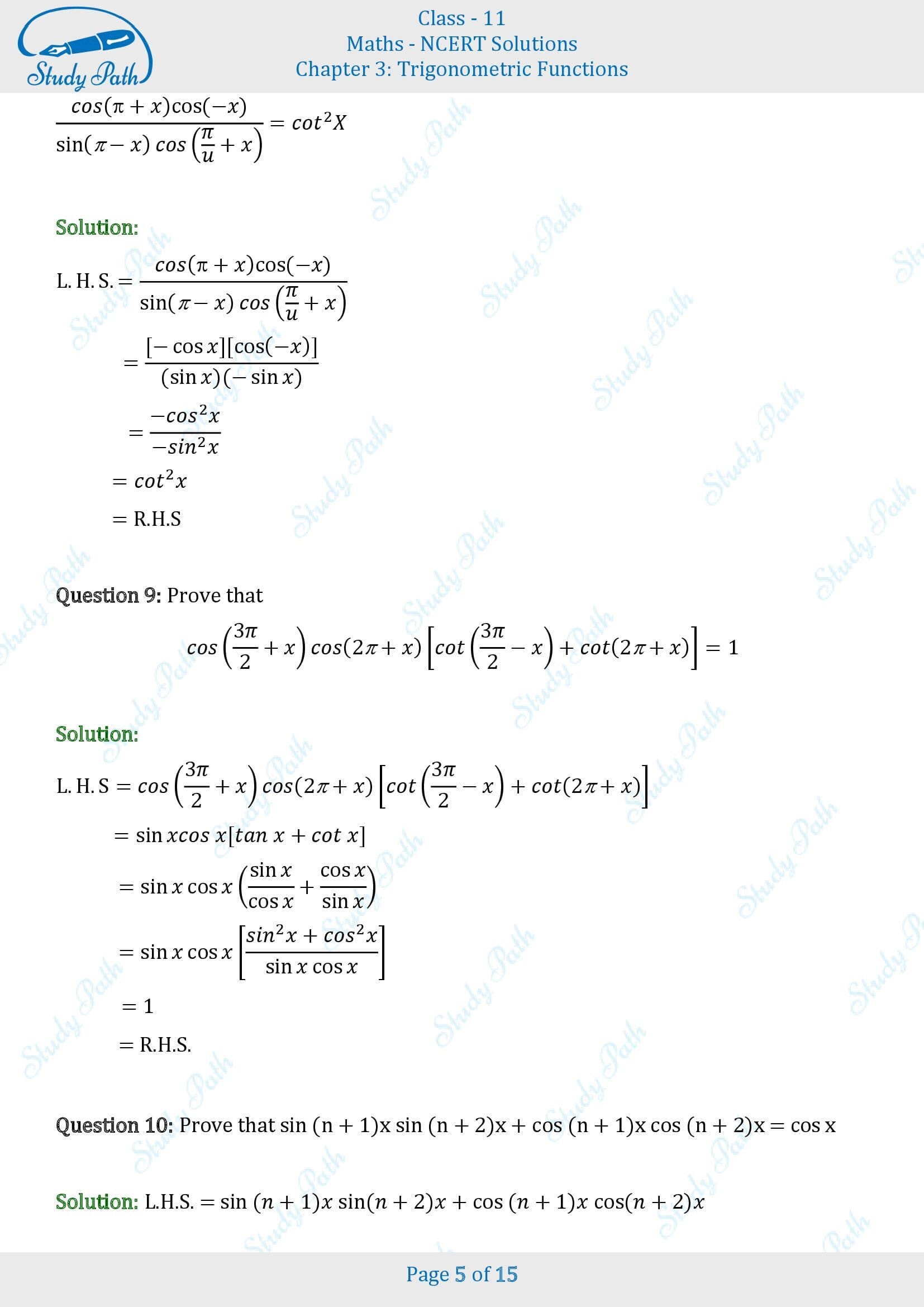 NCERT Solutions for Class 11 Maths Chapter 3 Trigonometric Functions Exercise 3.3 00005