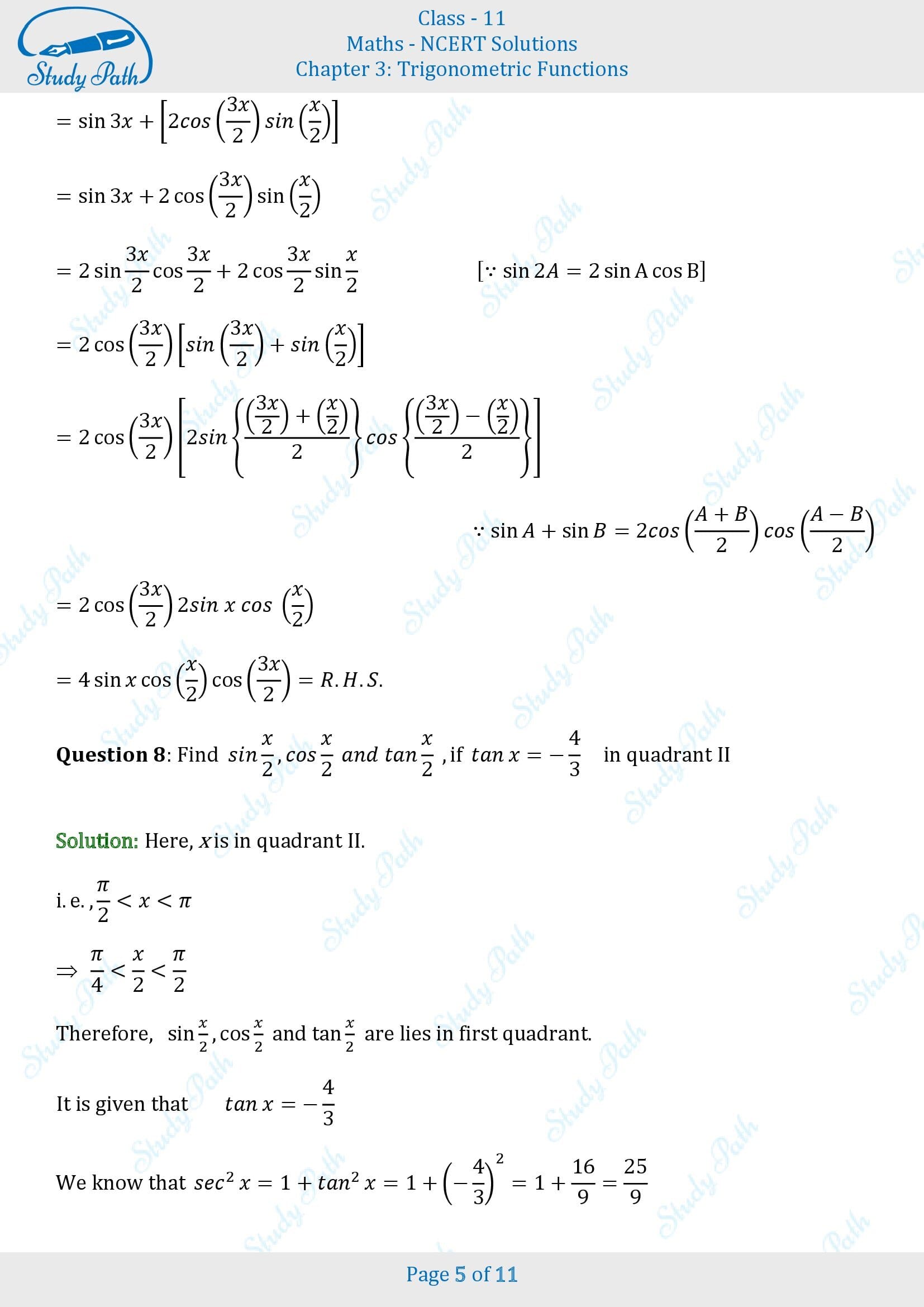 NCERT Solutions for Class 11 Maths Chapter 3 Trigonometric Functions Miscellaneous 3 00005