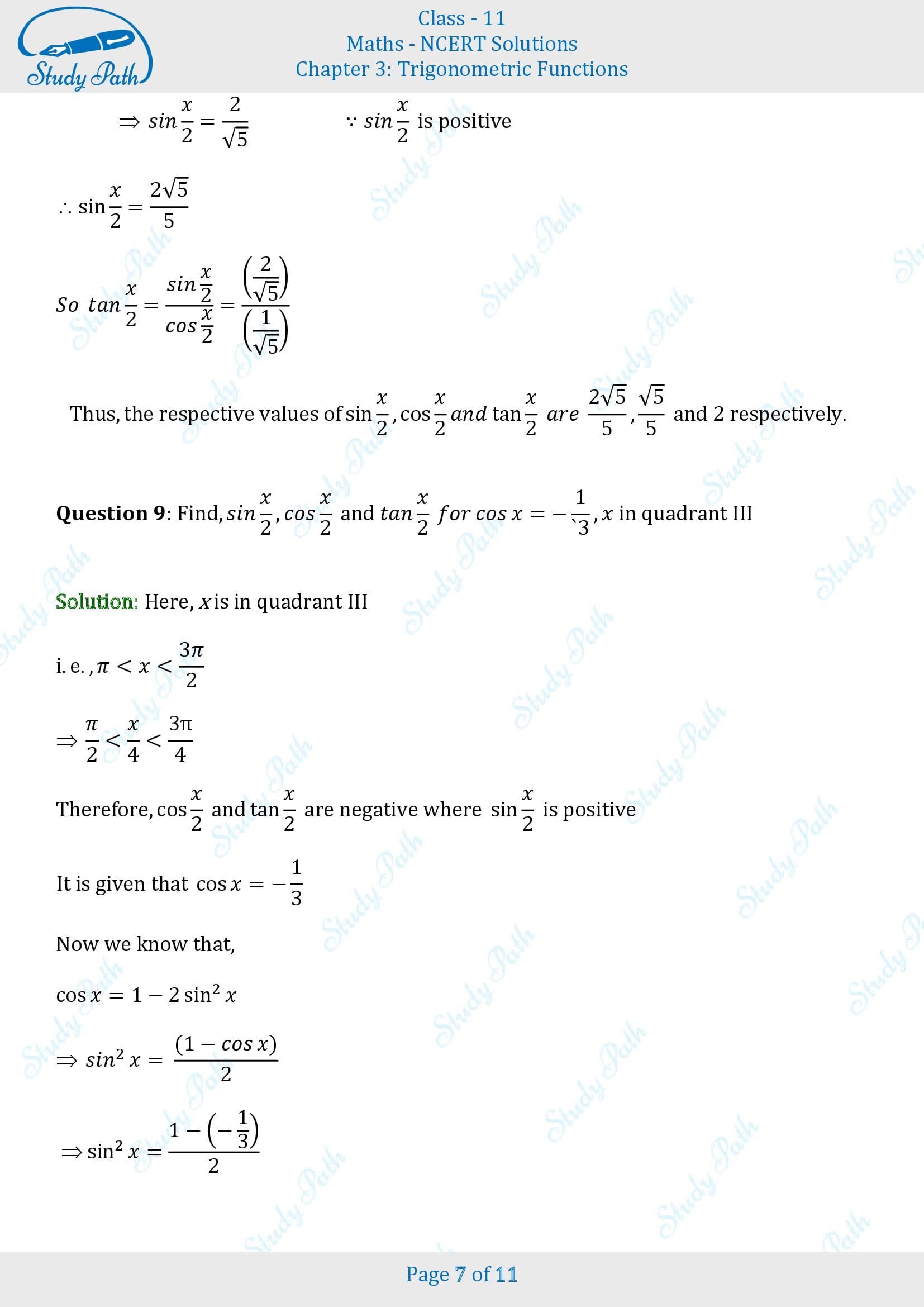 NCERT Solutions for Class 11 Maths Chapter 3 Trigonometric Functions Miscellaneous 3 00007