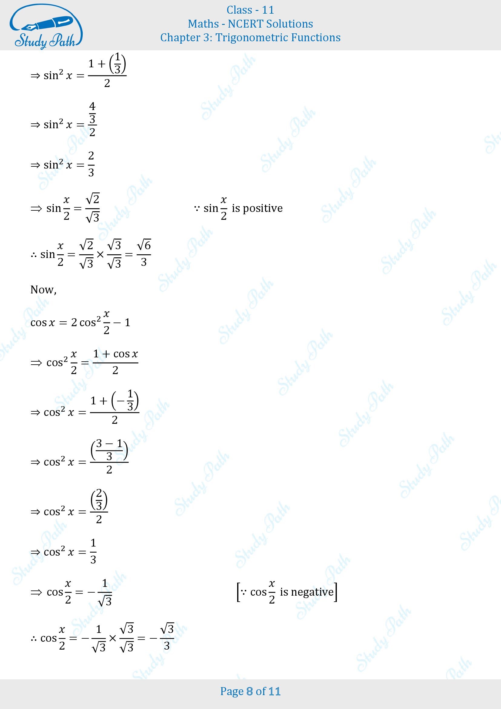 NCERT Solutions for Class 11 Maths Chapter 3 Trigonometric Functions Miscellaneous 3 00008