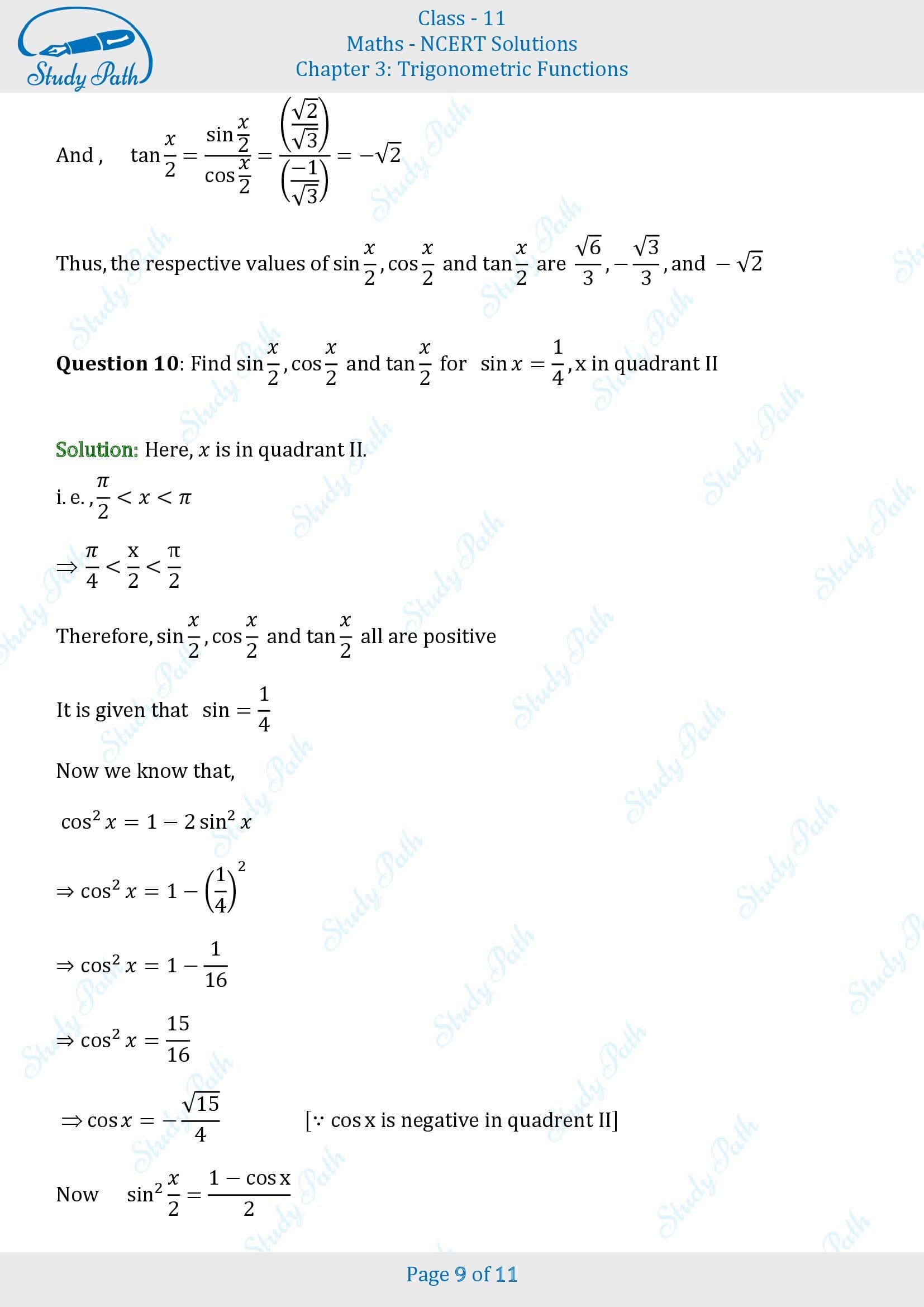 NCERT Solutions for Class 11 Maths Chapter 3 Trigonometric Functions Miscellaneous 3 00009