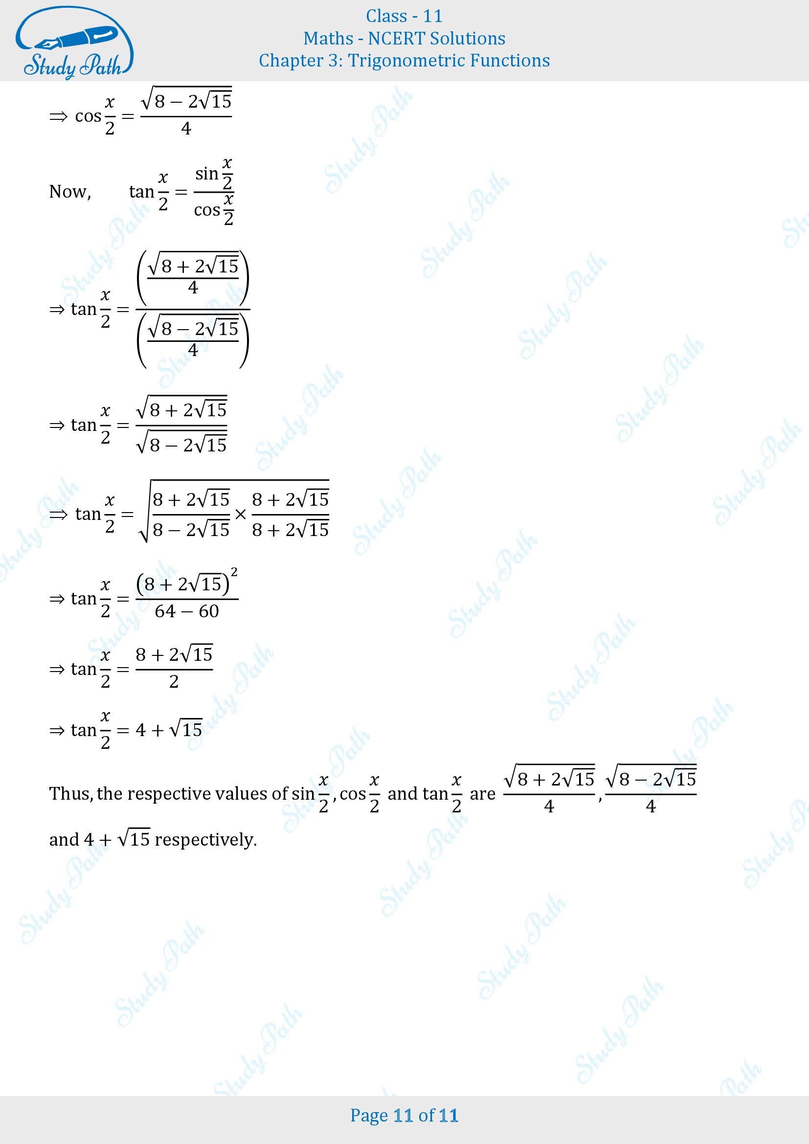 NCERT Solutions for Class 11 Maths Chapter 3 Trigonometric Functions Miscellaneous 3 00011