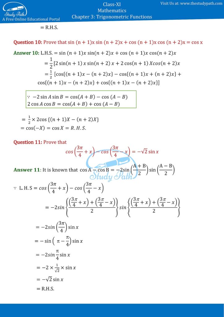 NCERT Solutions Class 11 Maths Chapter 3 Exercise 3.3 – Study Path