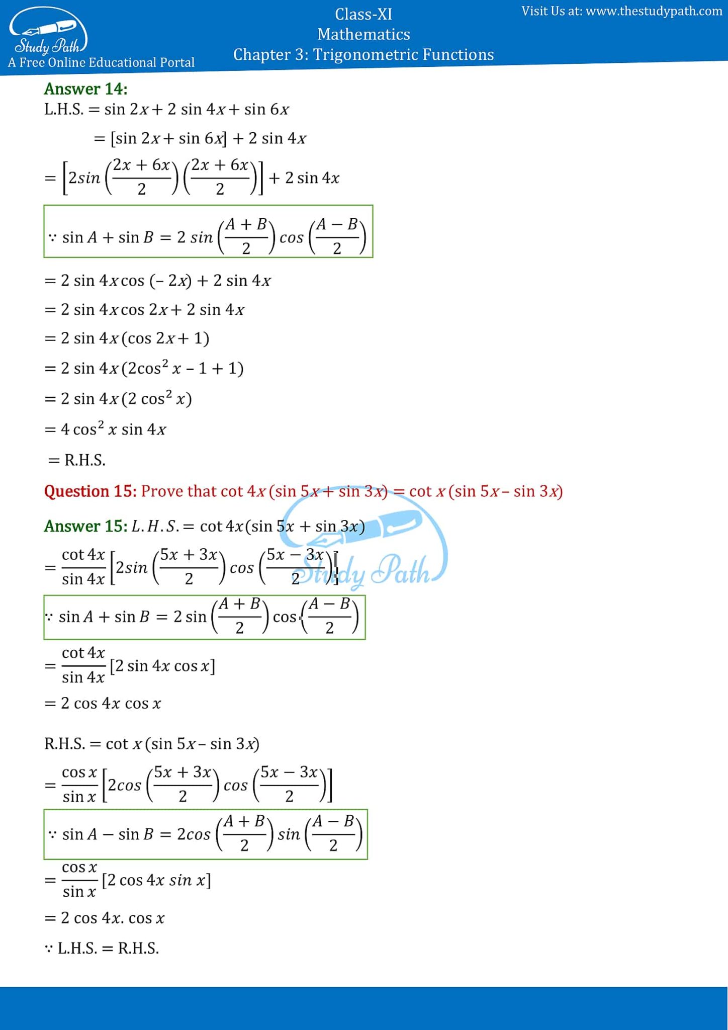 case study questions for class 11 maths chapter 3