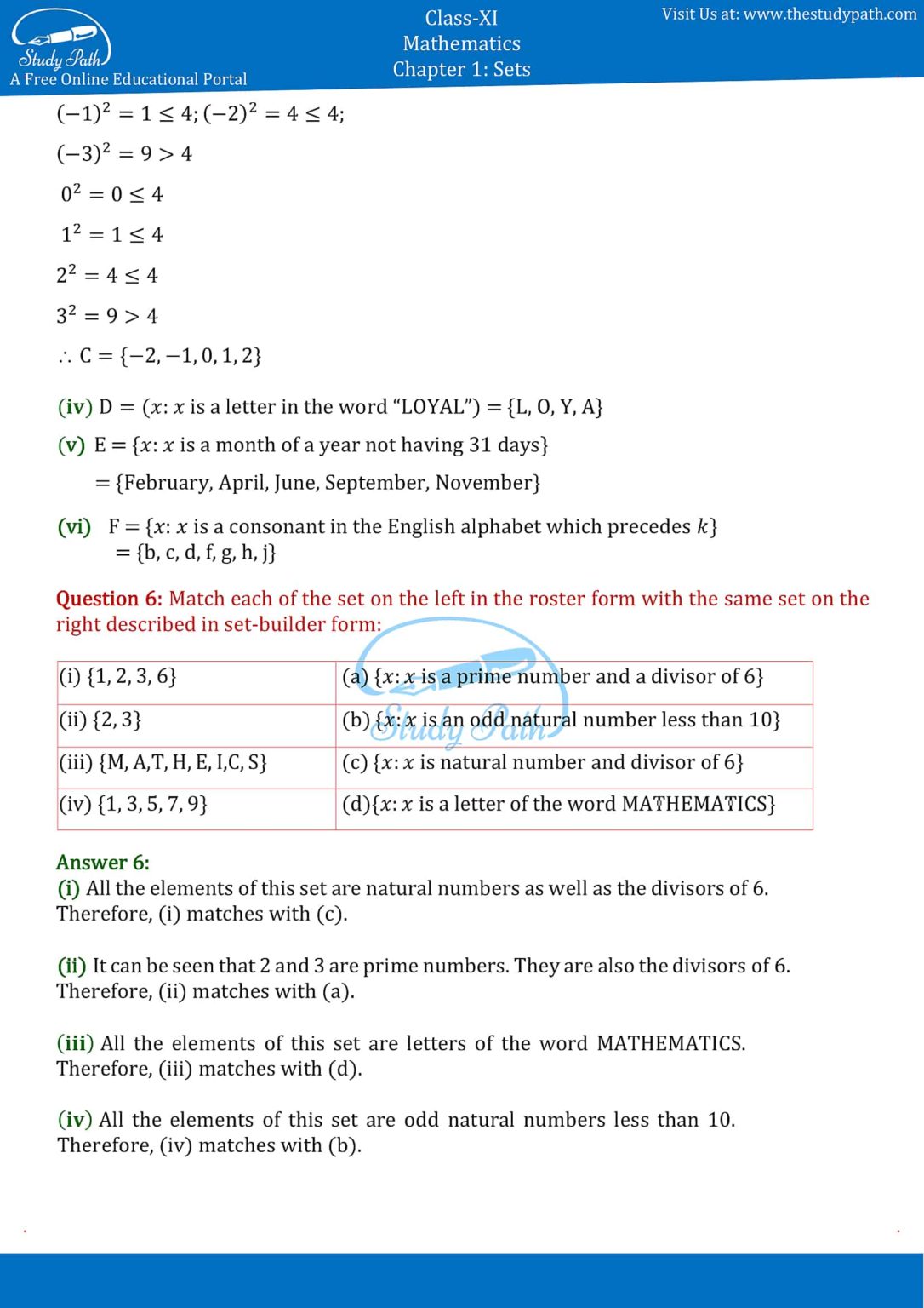 NCERT Solutions For Class 11 Maths Chapter 1 Sets Exercise 1.1 – Study Path