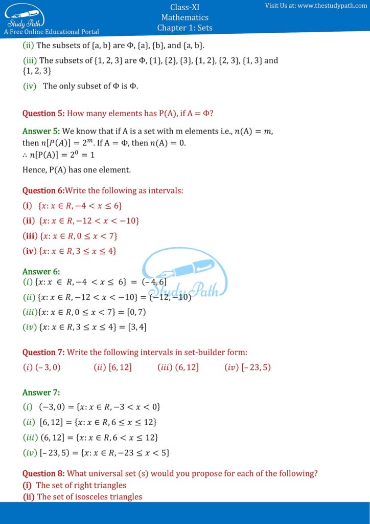 NCERT Solutions For Class 11 Maths Chapter 1 Sets Exercise 1.3 – Study Path