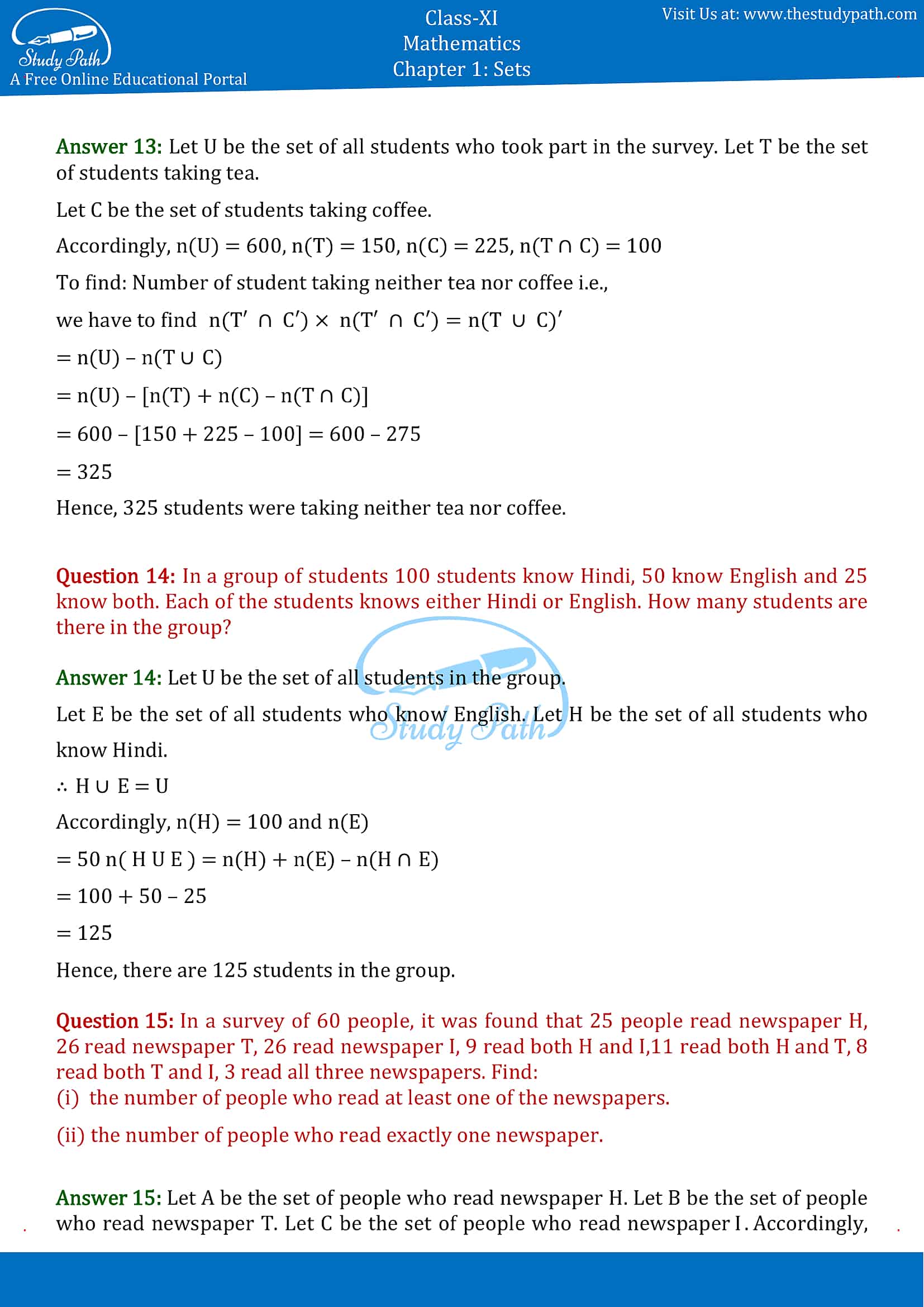 Cbse Class 11 Maths Chapter 1 Sets Formulas Bank2home