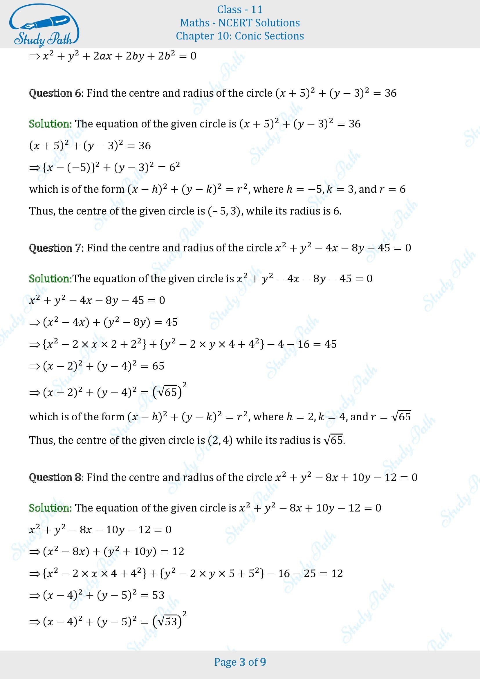 NCERT Solutions for Class 11 Maths Chapter 10 Conic Sections Exercise 10.1 00003