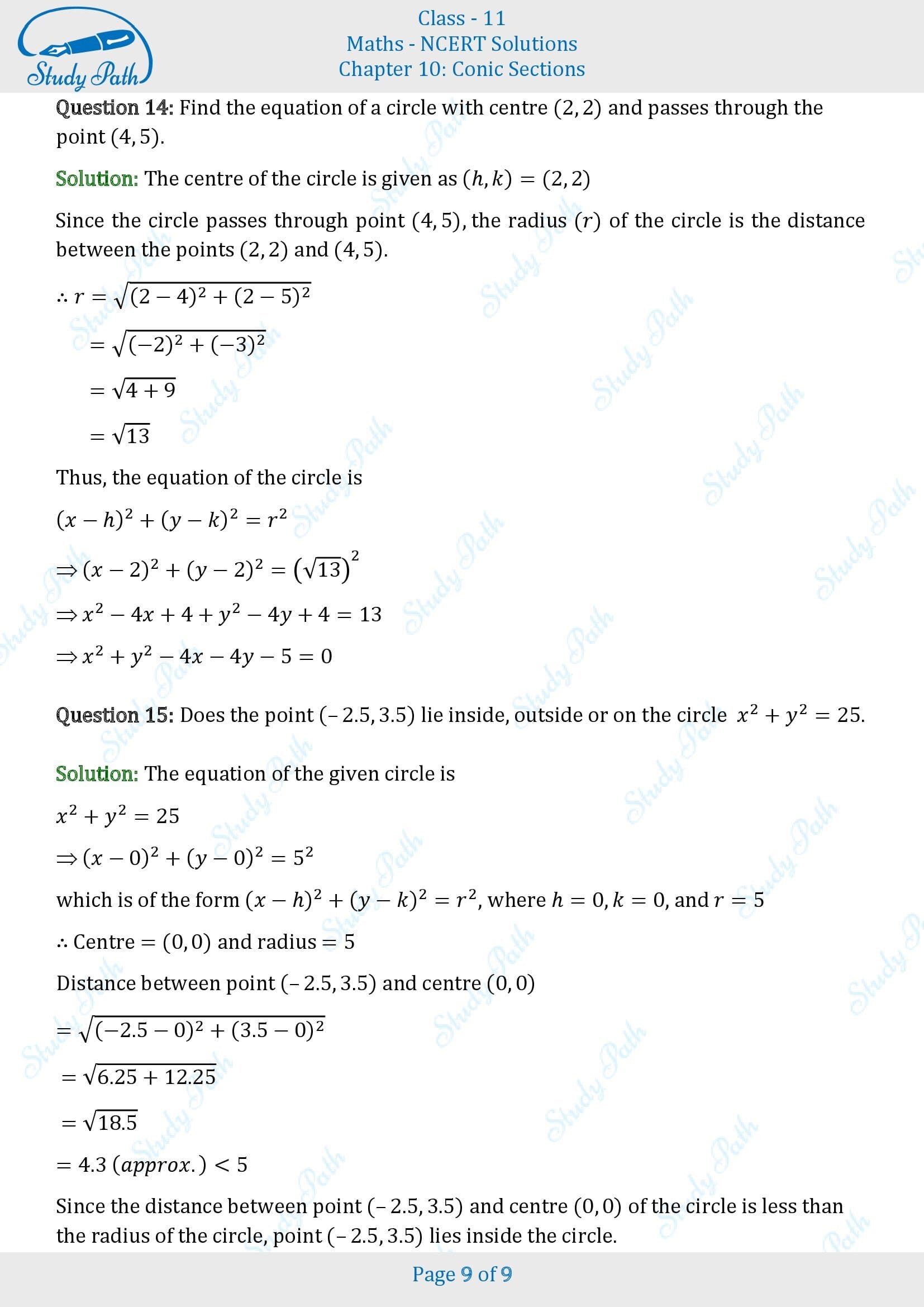 NCERT Solutions for Class 11 Maths Chapter 10 Conic Sections Exercise 10.1 00009