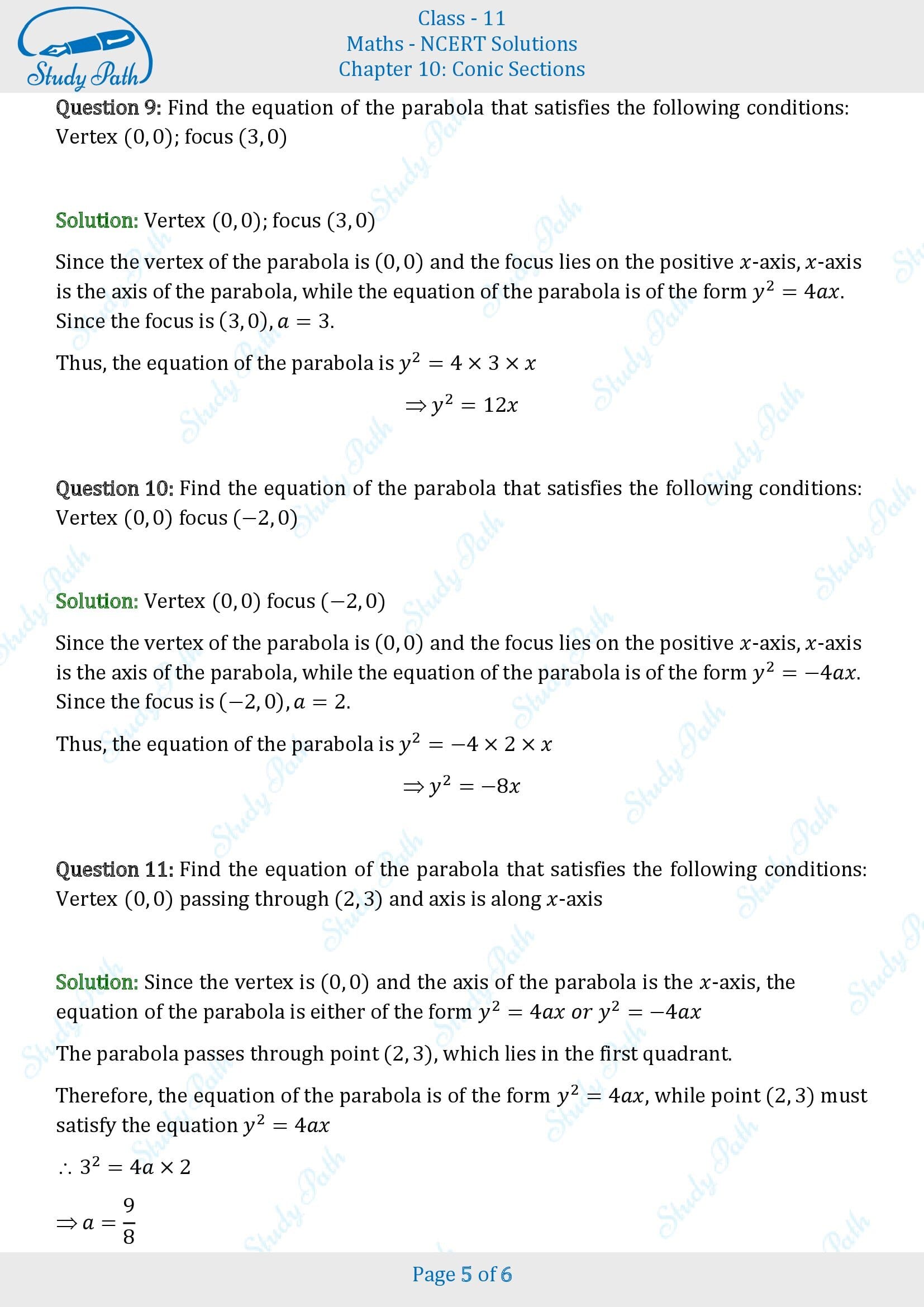 NCERT Solutions for Class 11 Maths Chapter 10 Conic Sections Exercise 10.2 00005