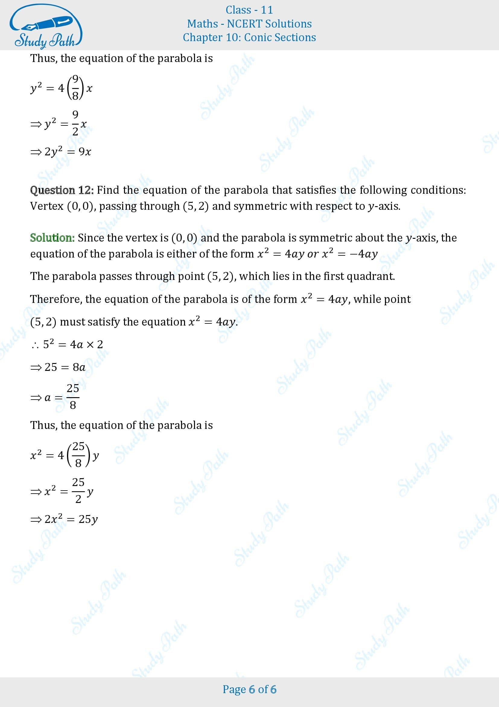 NCERT Solutions for Class 11 Maths Chapter 10 Conic Sections Exercise 10.2 00006