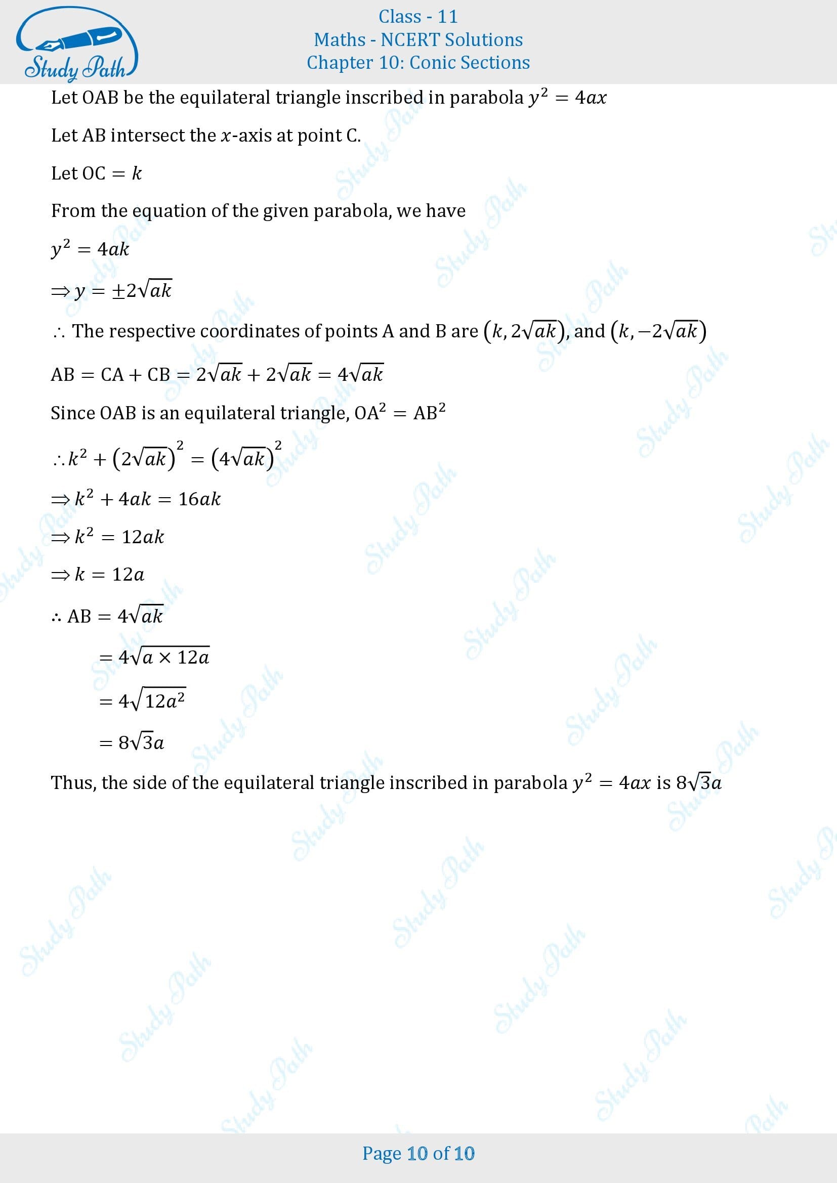 NCERT Solutions for Class 11 Maths Chapter 10 Conic Sections Miscellaneous 10 00010