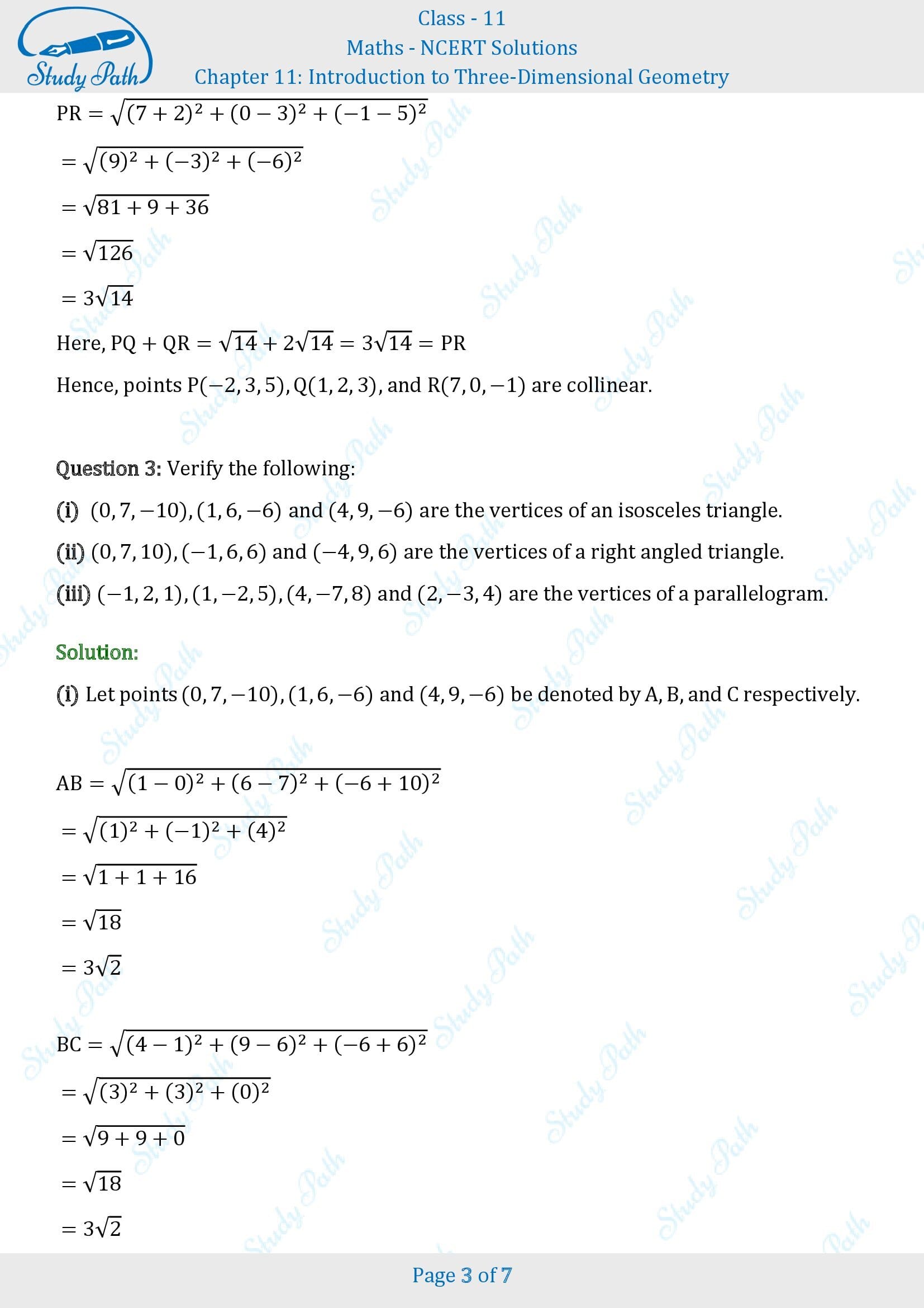 NCERT Solutions for Class 11 Maths Chapter 11 Introduction to Three Dimentional Geometry Exercise 11.2 00003