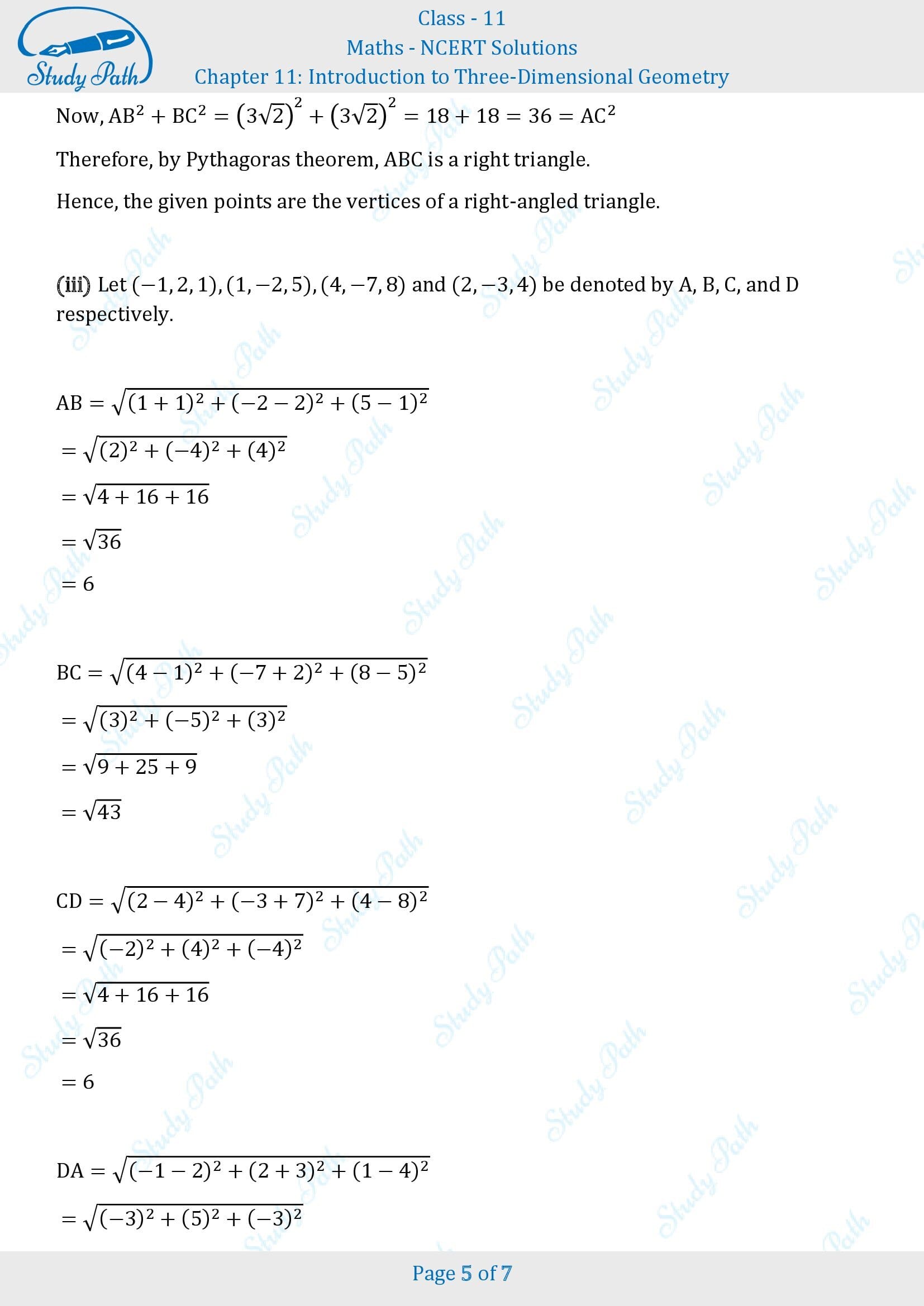 NCERT Solutions for Class 11 Maths Chapter 11 Introduction to Three Dimentional Geometry Exercise 11.2 00005