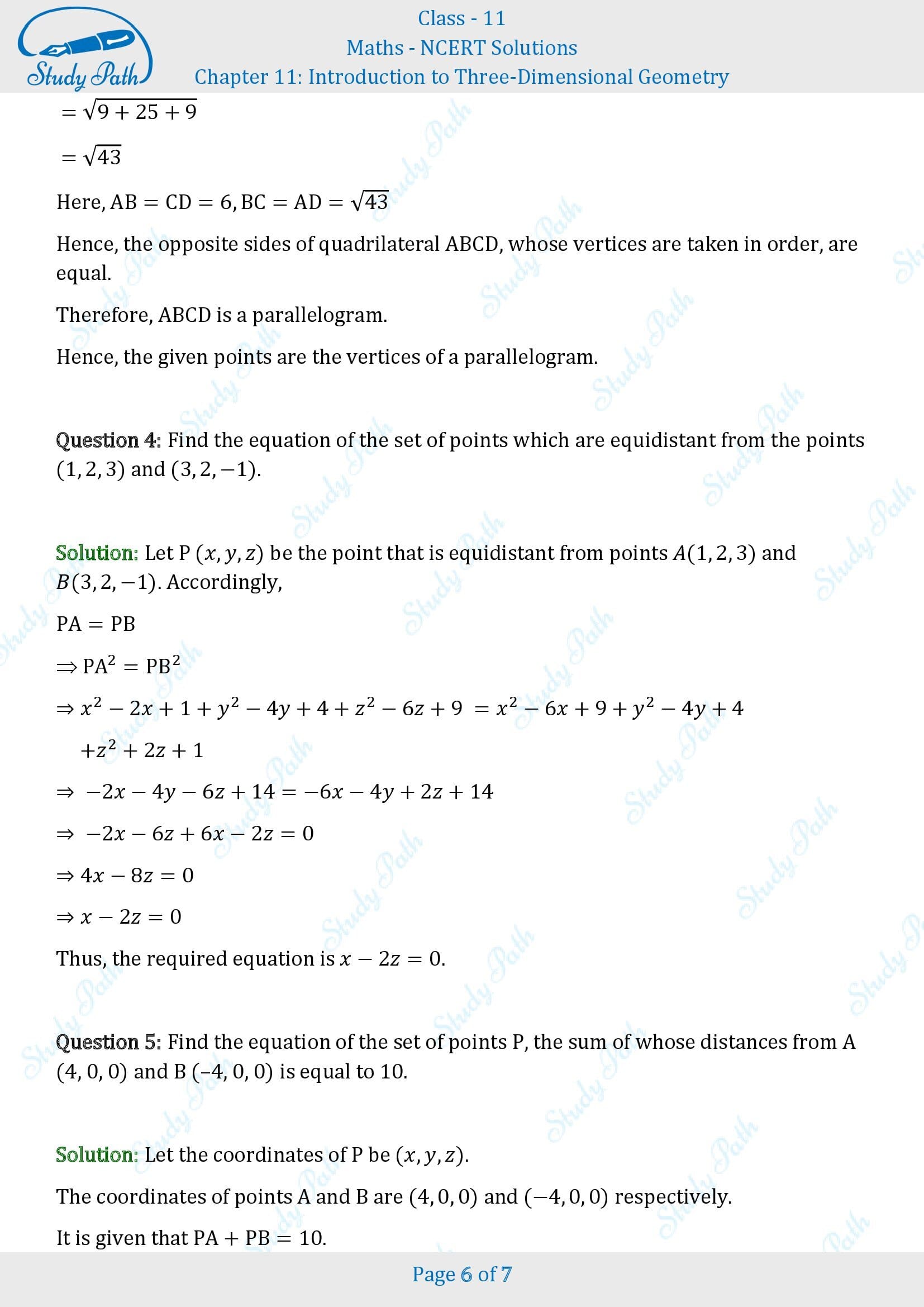 NCERT Solutions for Class 11 Maths Chapter 11 Introduction to Three Dimentional Geometry Exercise 11.2 00006