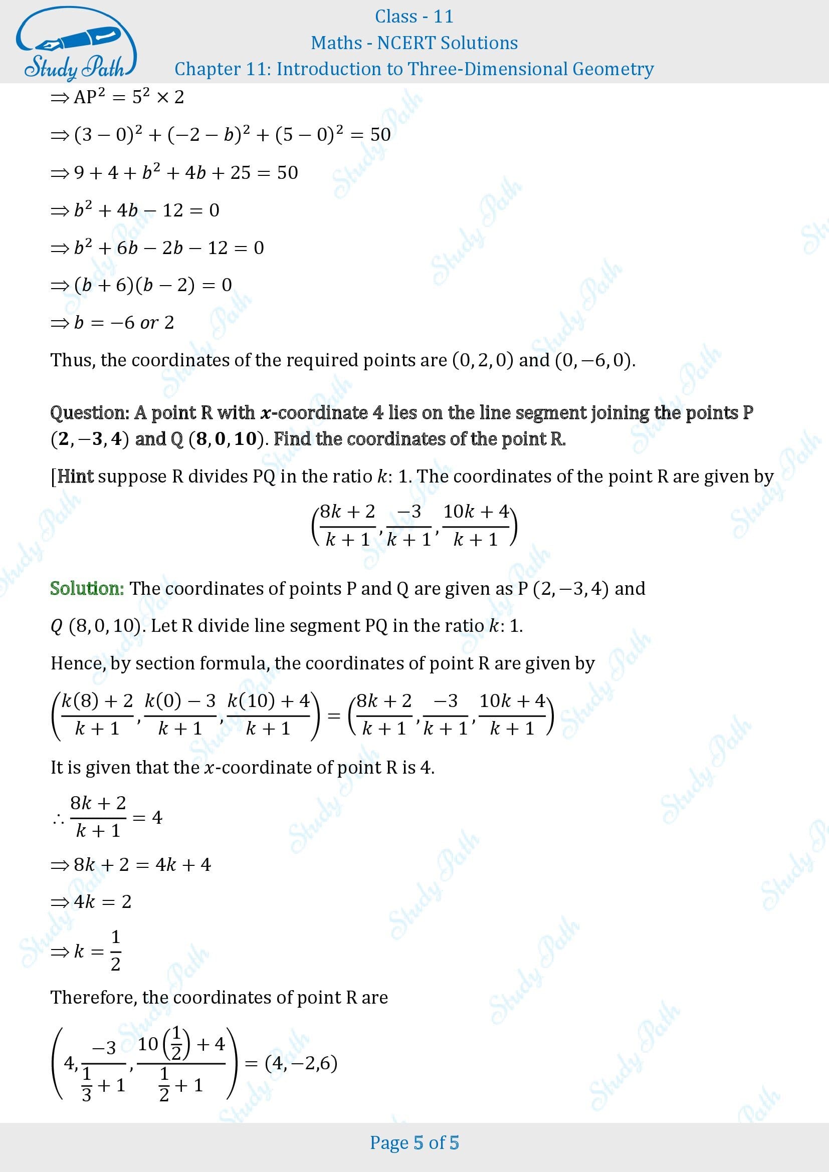 NCERT Solutions for Class 11 Maths Chapter 11 Introduction to Three Dimentional Geometry Miscellaneous 11 00005