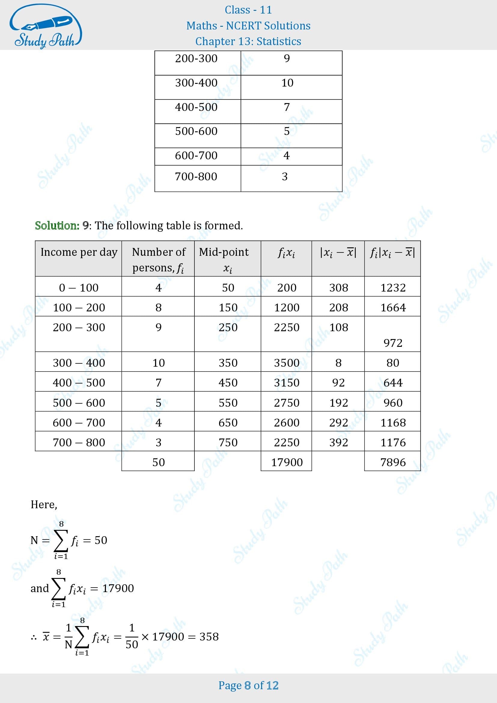 NCERT Solutions for Class 11 Maths Chapter 13 Statistics Exercise 13.1 00008