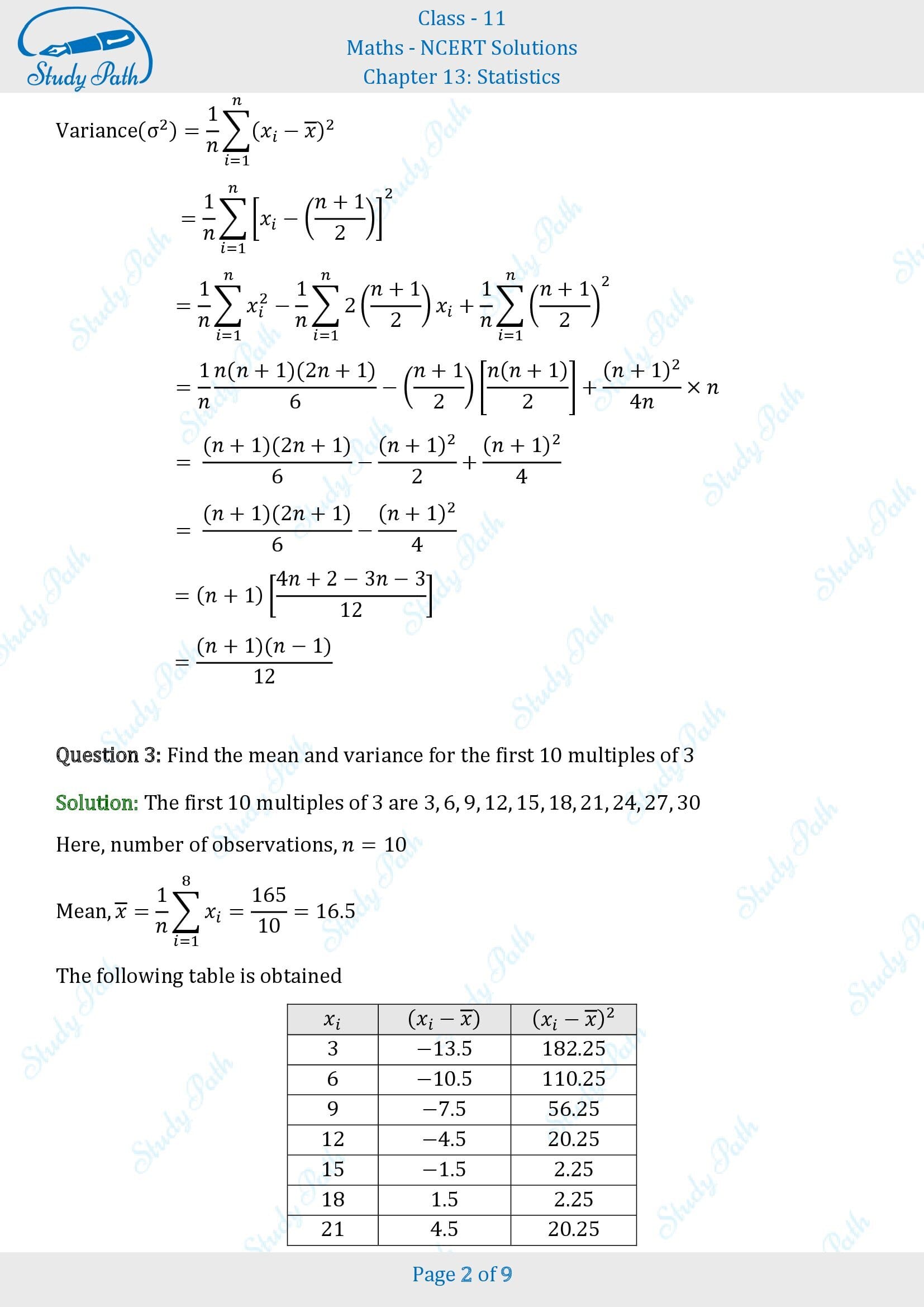 NCERT Solutions for Class 11 Maths Chapter 13 Statistics Exercise 13.2 00002