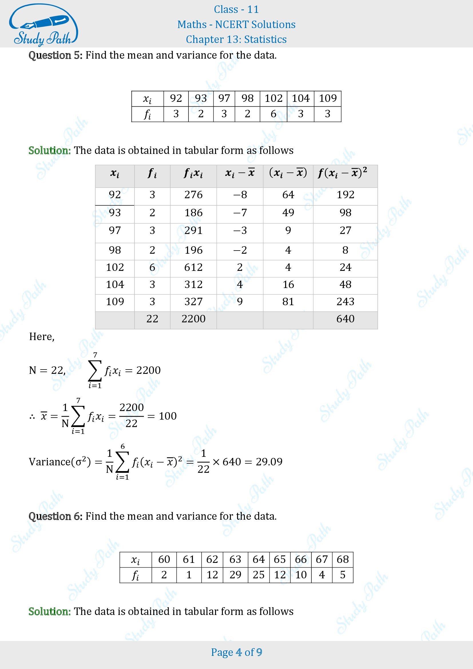 NCERT Solutions for Class 11 Maths Chapter 13 Statistics Exercise 13.2 00004