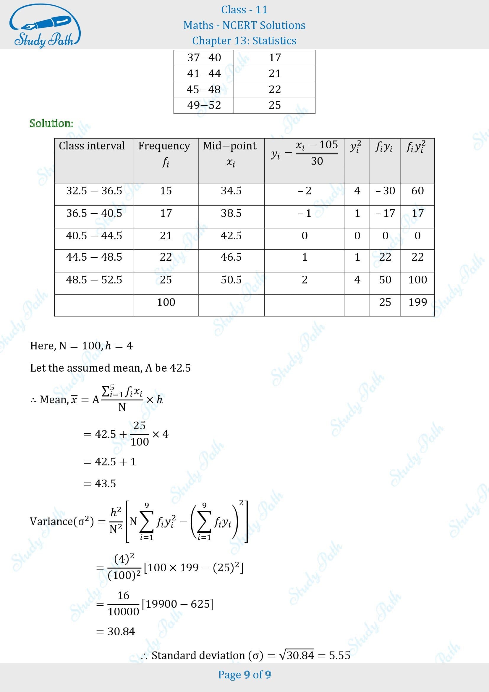 NCERT Solutions for Class 11 Maths Chapter 13 Statistics Exercise 13.2 00009