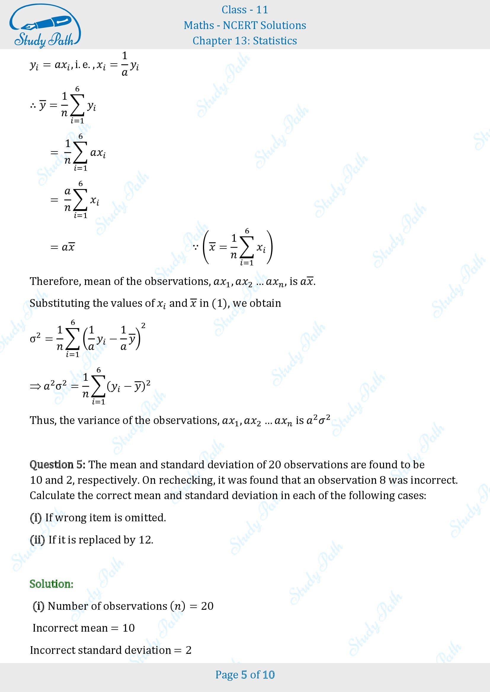 NCERT Solutions for Class 11 Maths Chapter 13 Statistics Miscellaneous 13 00005