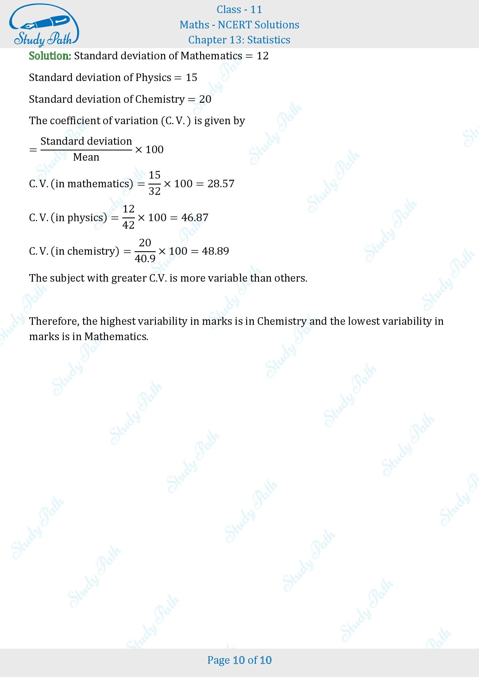 NCERT Solutions for Class 11 Maths Chapter 13 Statistics Miscellaneous 13 00010