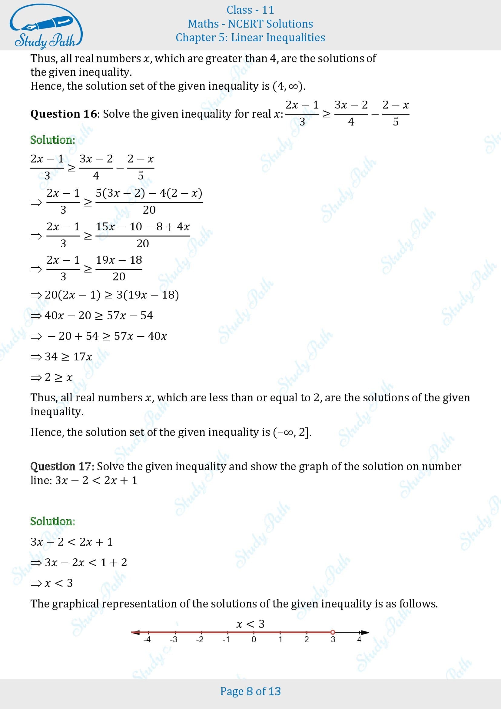 NCERT Solutions for Class 11 Maths Chapter 5 Linear Inequalities Exercise 5.1 00008