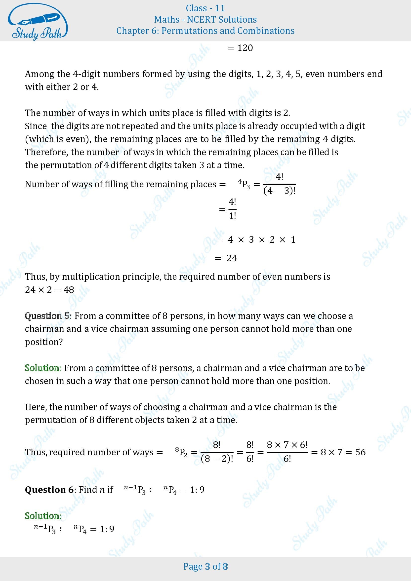 NCERT Solutions for Class 11 Maths Chapter 6 Permutations and Combinations Exercise 6.3 00003