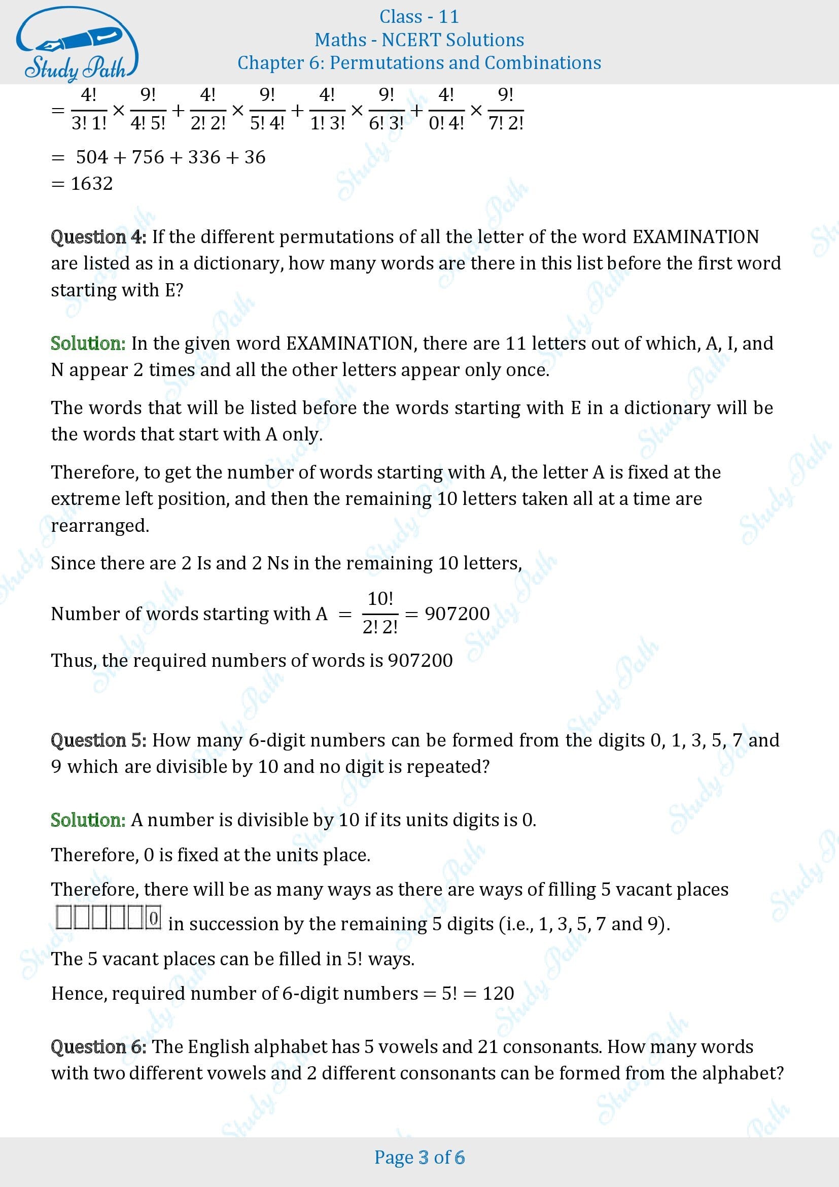 NCERT Solutions for Class 11 Maths Chapter 6 Permutations and Combinations Miscellaneous 6 00003