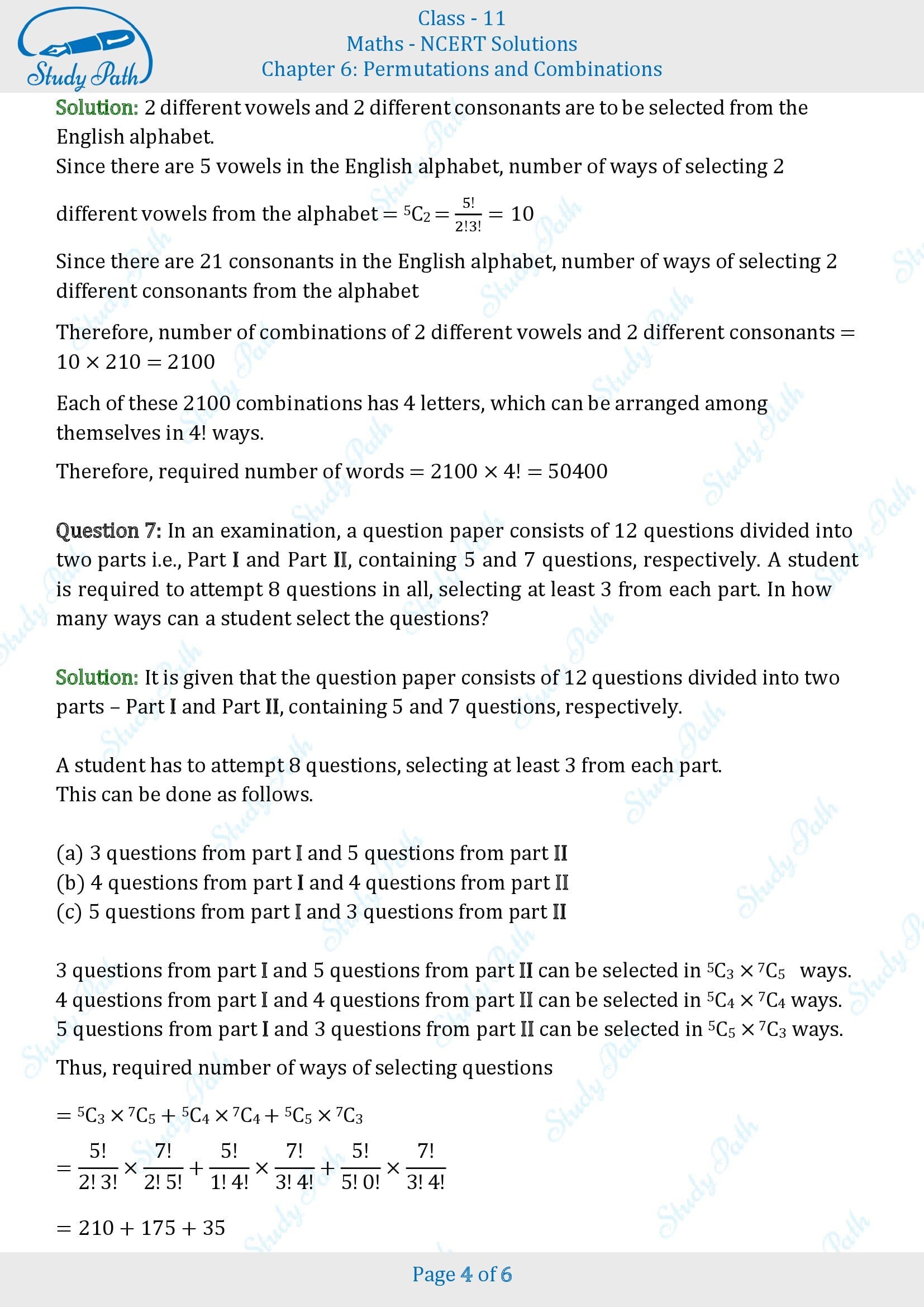 NCERT Solutions for Class 11 Maths Chapter 6 Permutations and Combinations Miscellaneous 6 00004