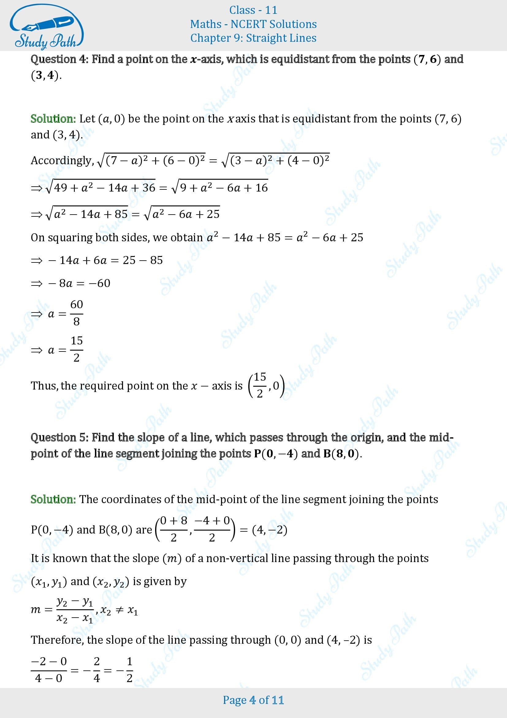 NCERT Solutions for Class 11 Maths Chapter 9 Straight Lines Exercise 9.1 00004