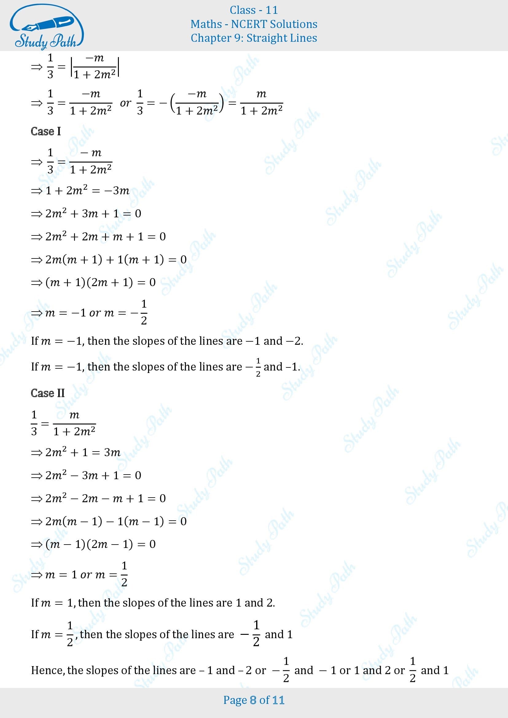 NCERT Solutions for Class 11 Maths Chapter 9 Straight Lines Exercise 9.1 00008