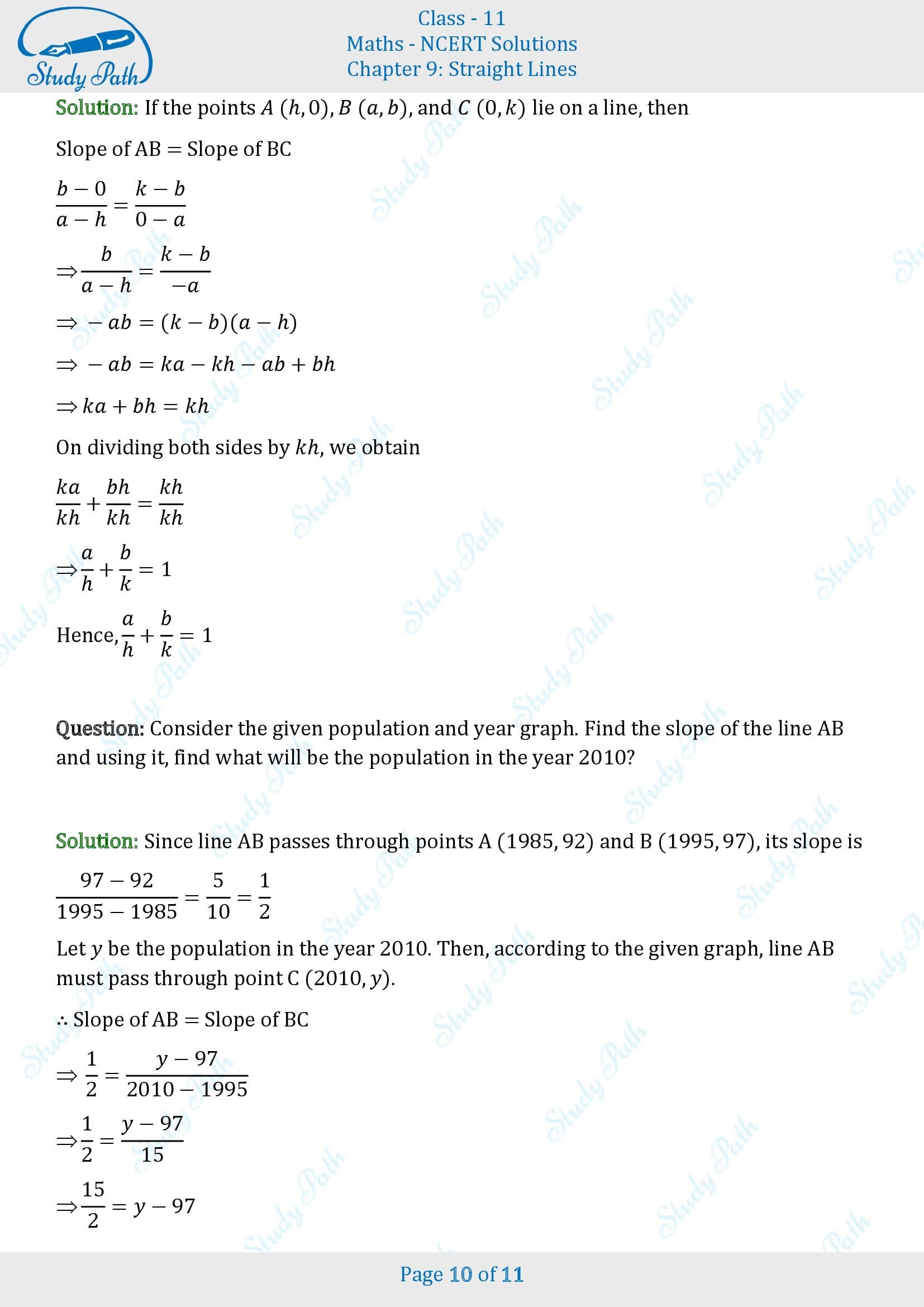 NCERT Solutions for Class 11 Maths Chapter 9 Straight Lines Exercise 9.1 00010