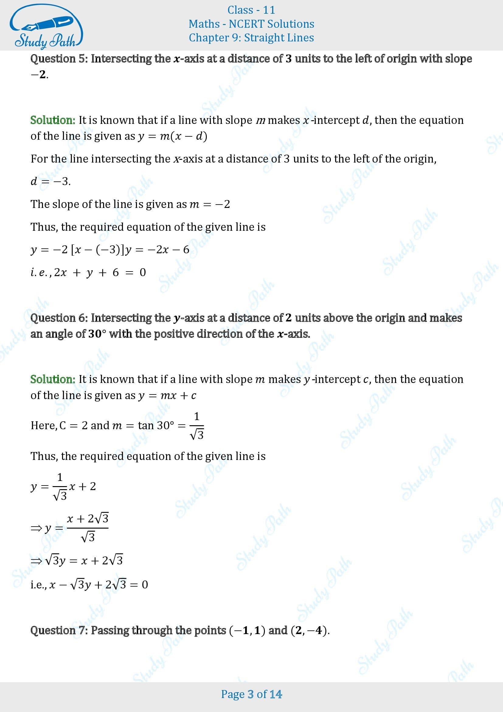 NCERT Solutions for Class 11 Maths Chapter 9 Straight Lines Exercise 9.2 00003