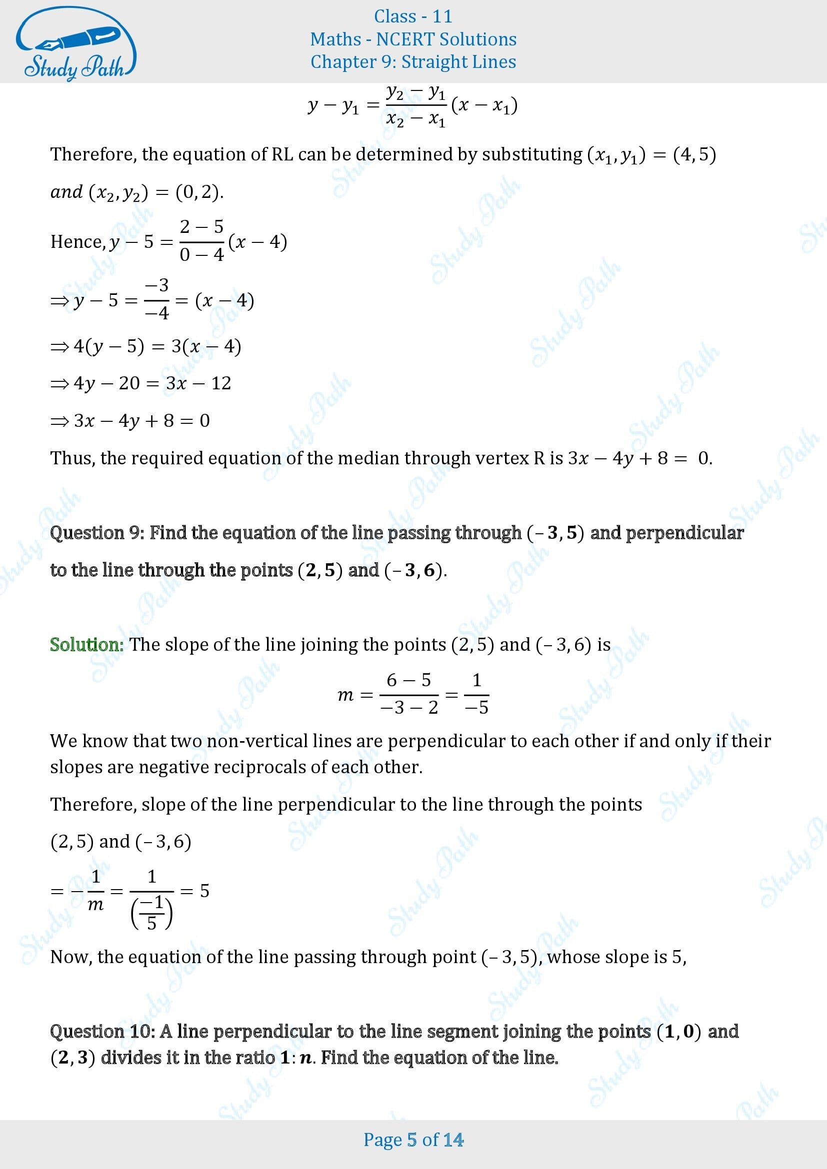 NCERT Solutions for Class 11 Maths Chapter 9 Straight Lines Exercise 9.2 00005