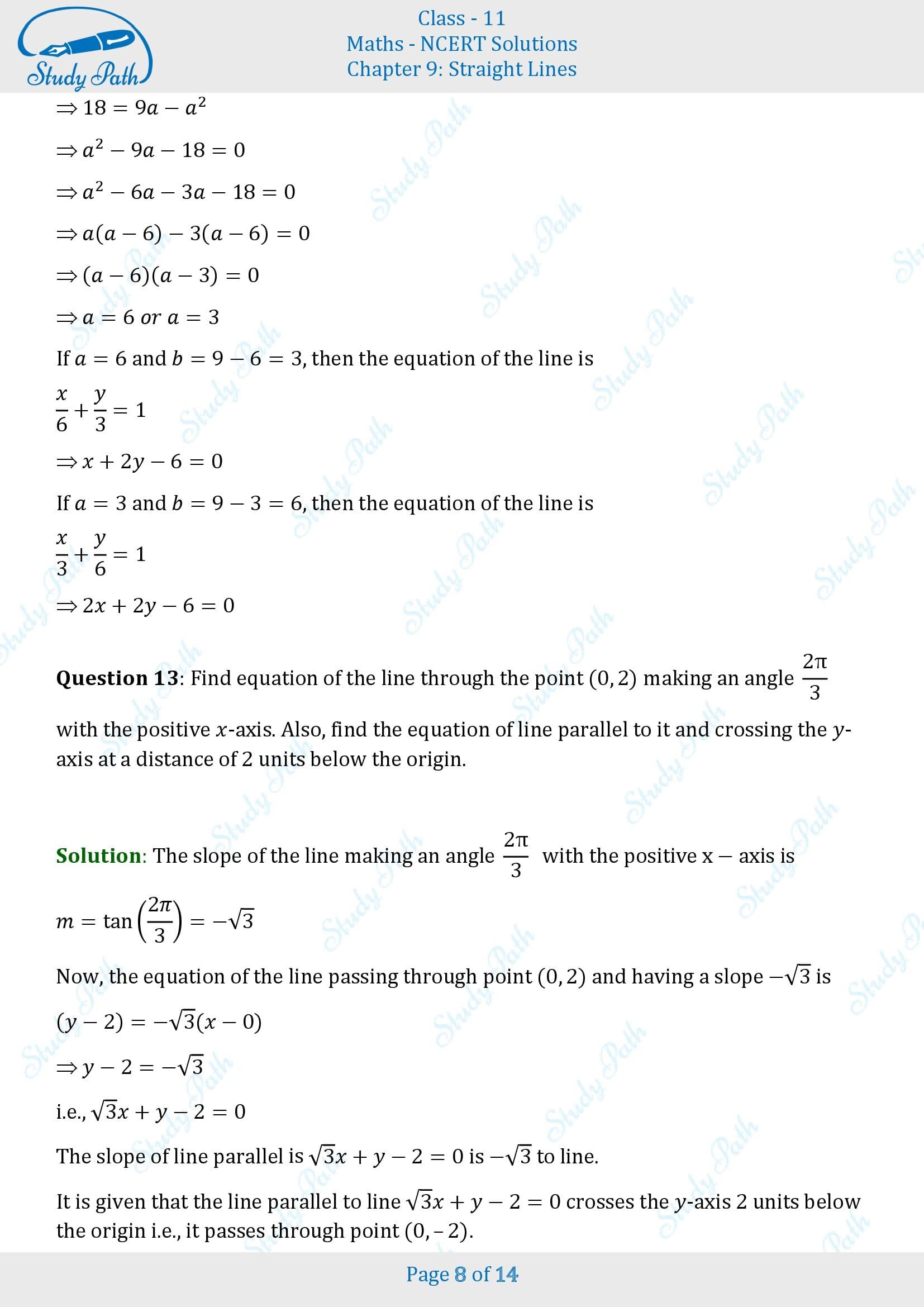 NCERT Solutions for Class 11 Maths Chapter 9 Straight Lines Exercise 9.2 00008