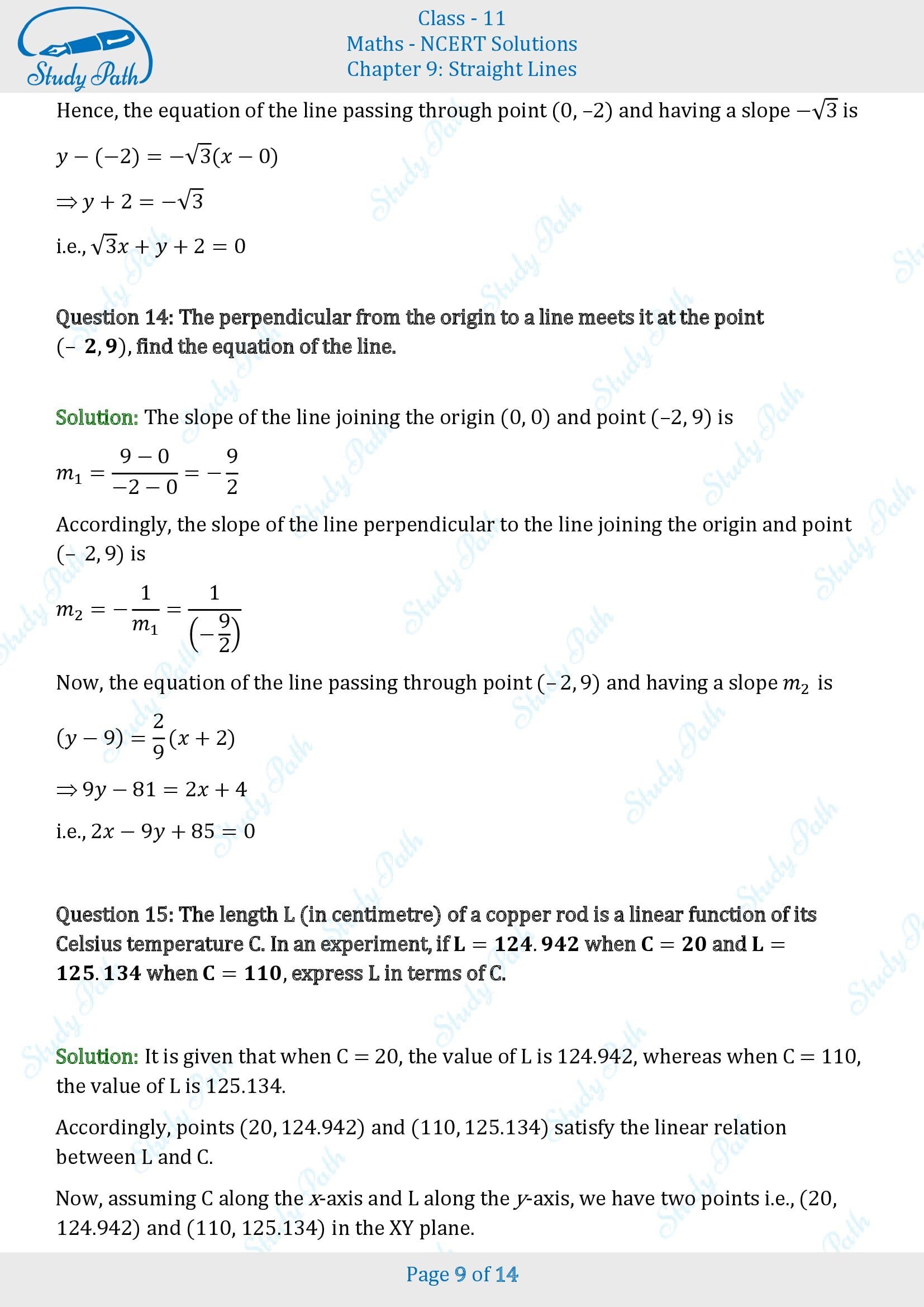 NCERT Solutions for Class 11 Maths Chapter 9 Straight Lines Exercise 9.2 00009