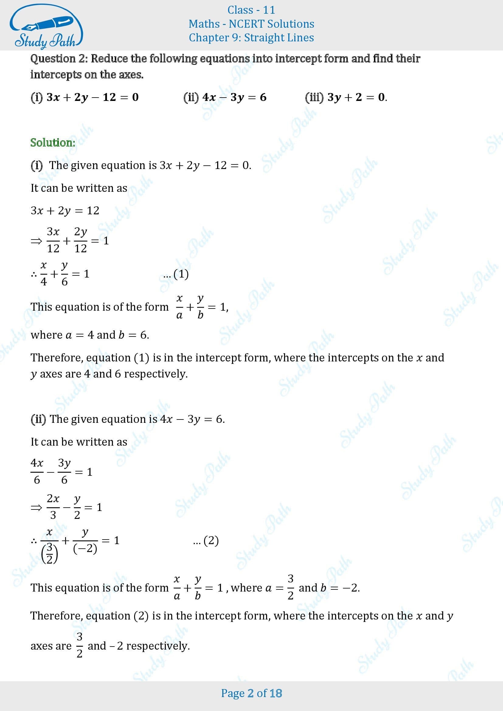 NCERT Solutions for Class 11 Maths Chapter 9 Straight Lines Exercise 9.3 00002