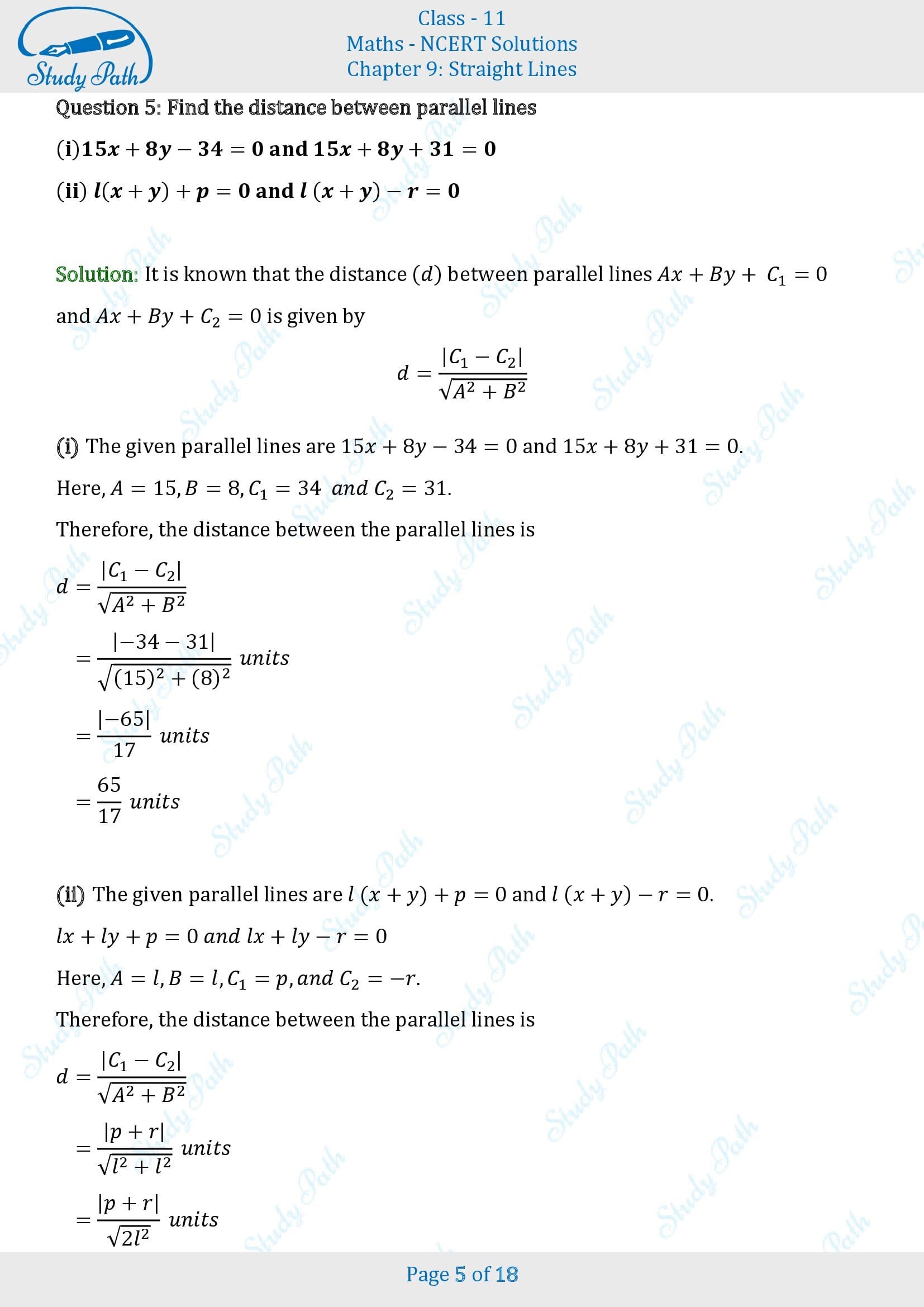 NCERT Solutions for Class 11 Maths Chapter 9 Straight Lines Exercise 9.3 00005