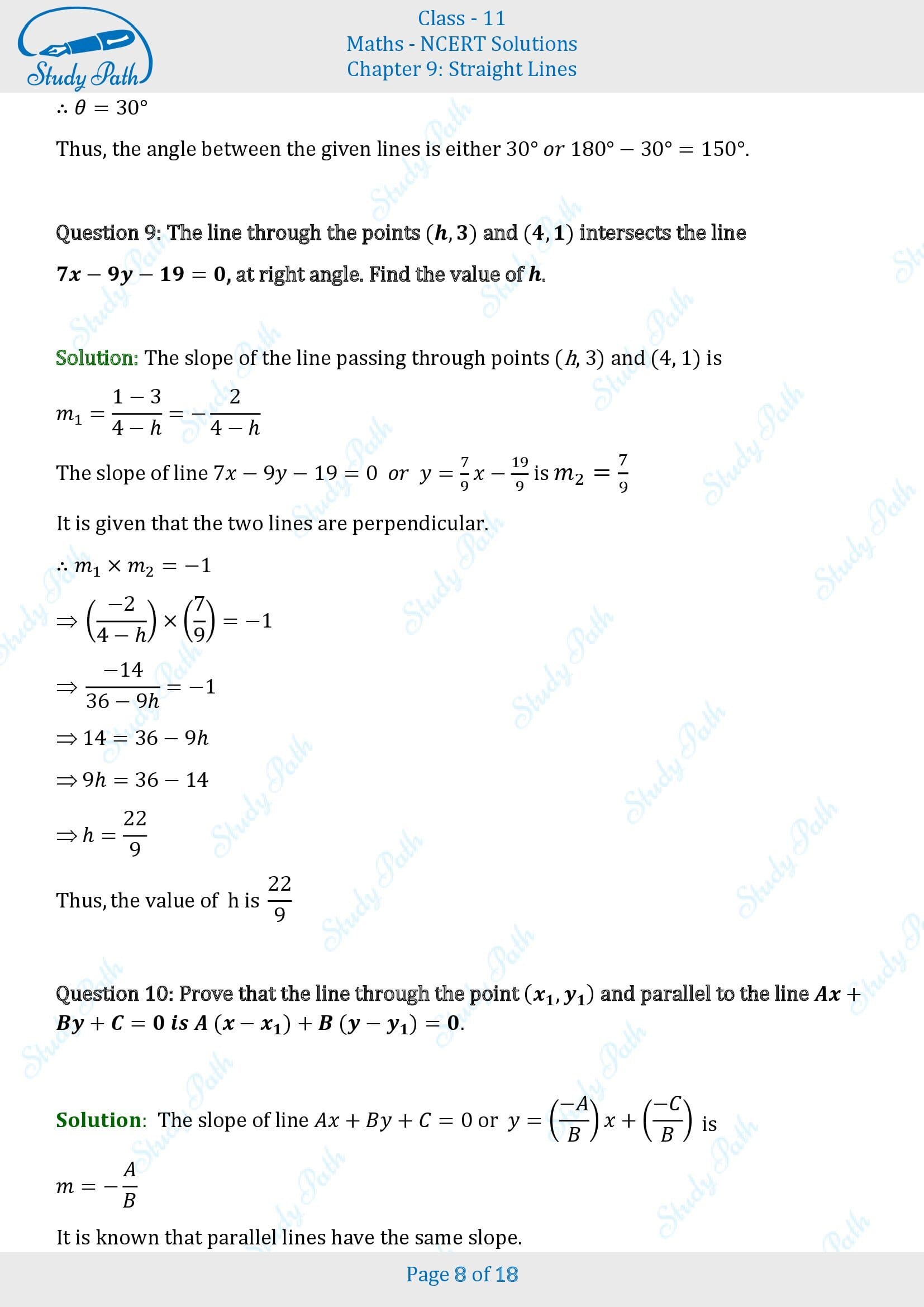 NCERT Solutions for Class 11 Maths Chapter 9 Straight Lines Exercise 9.3 00008