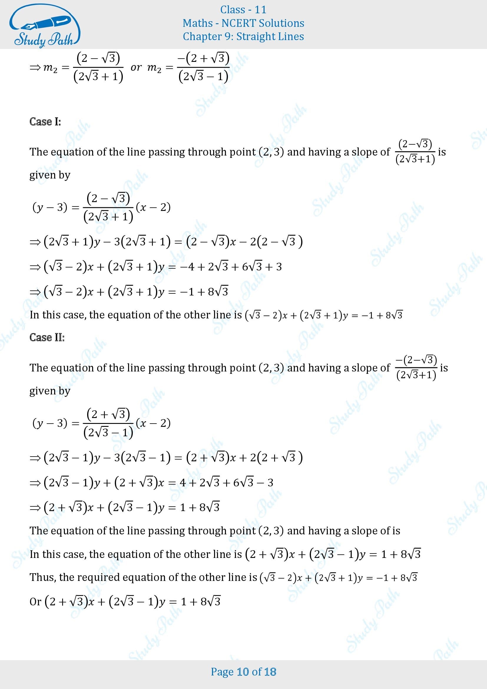 NCERT Solutions for Class 11 Maths Chapter 9 Straight Lines Exercise 9.3 00010